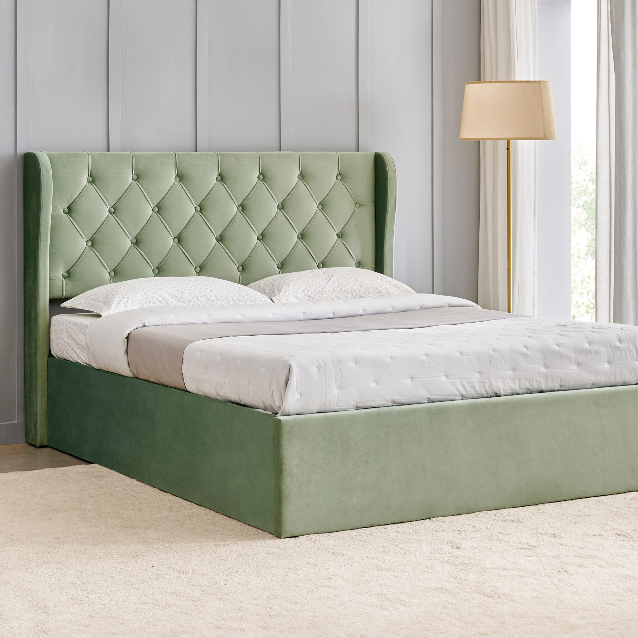 Home Centre Helios Bravo Roxy Queen Bed with Hydraulic Storage - Green-image-48