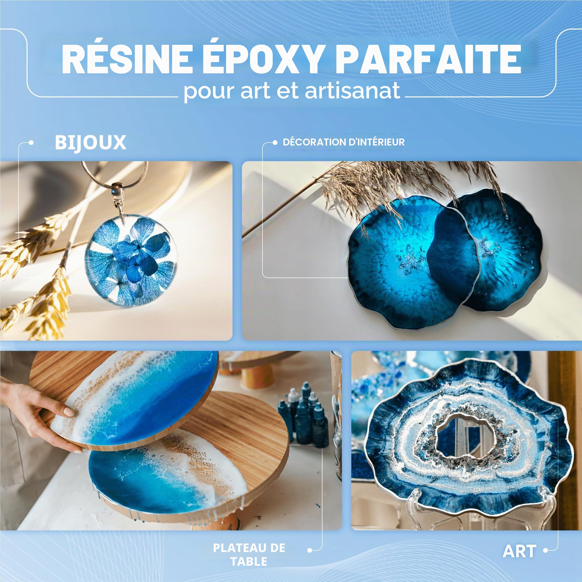 CRAFT RESIN 2L Epoxy Resine avec Pompes – Kit Complet Resine Epoxy Transparente pour Bois, Art, Bijoux, Dessous de Verre – Résine Epoxy Alimentaire à Faible Viscosité pour Débutants & Pros