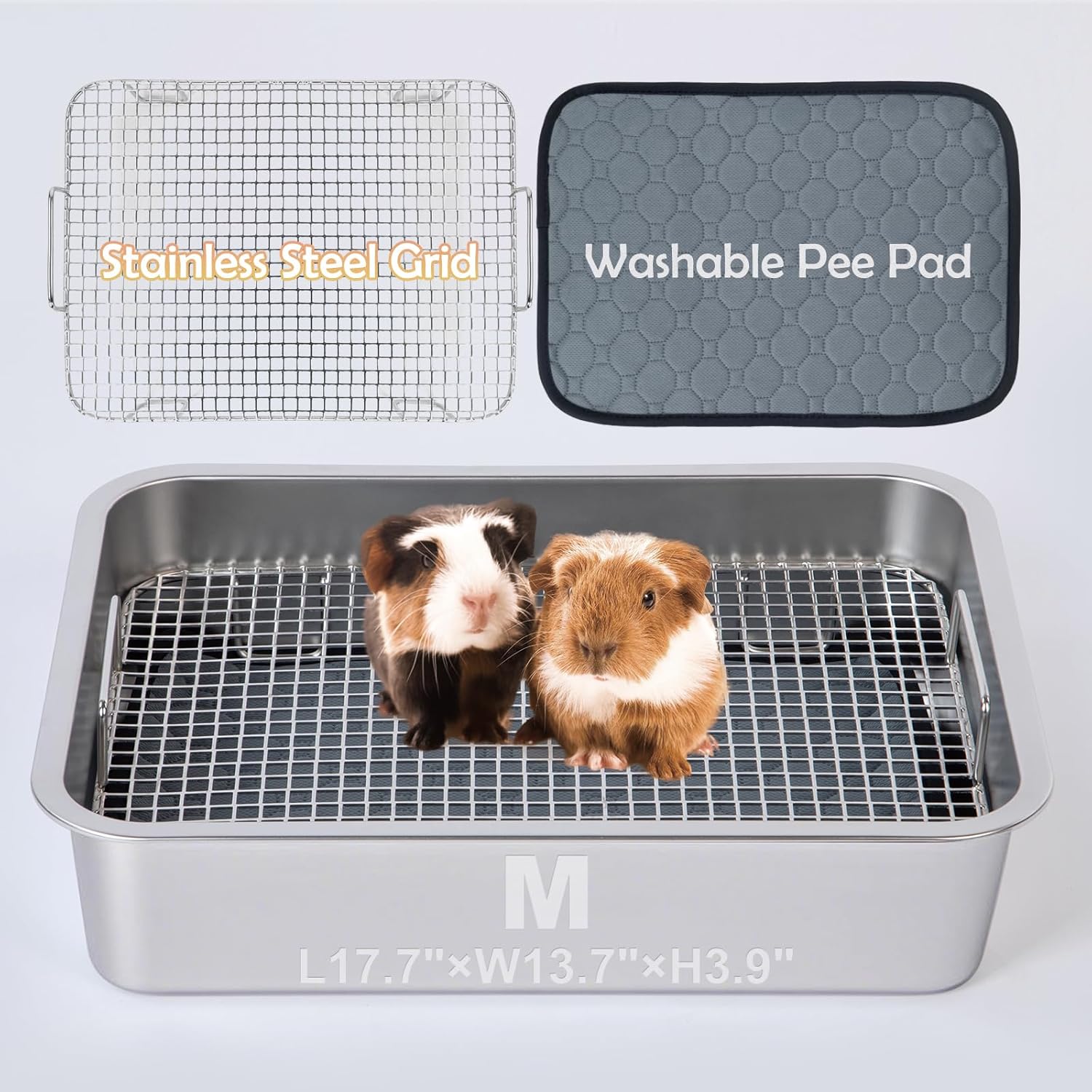 Guinea pig stainless steel litter box with raised grid