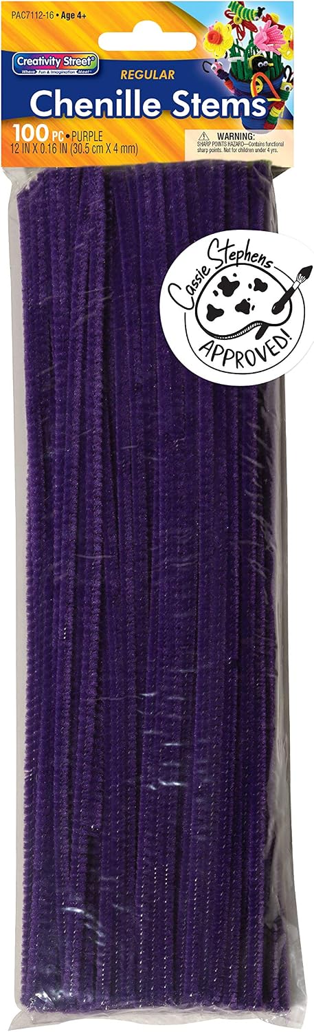 Creativity Street Chenille Stems/Pipe Cleaners 12 Inch x 4mm 100-Piece, Purple