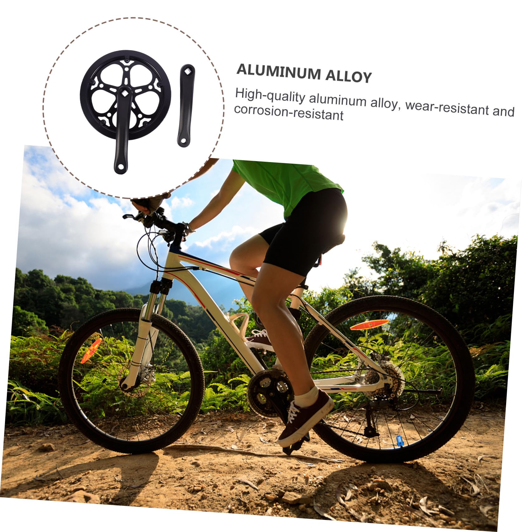 Outanaya Guarnitura Singola Bici 170 MM Corona 52 Denti in Ferro Pedivella Cava Resistente per Bici da Corsa e Scatto Fisso Accessorio Ricambio Trasmissione Ciclismo