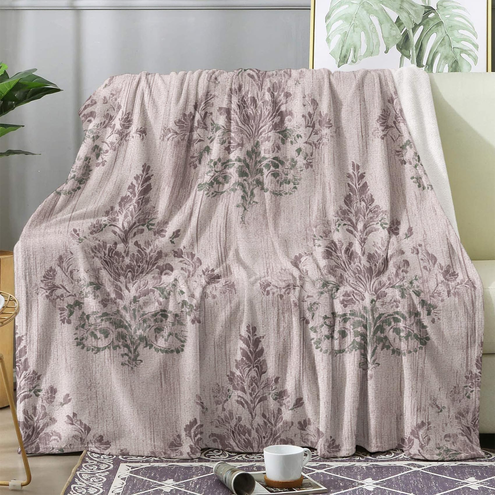 Amazon.com: Zhrylliq Damask Blanket Queen Size, Vintage Shabby
