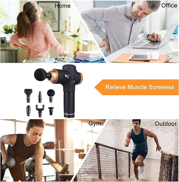himaly Massage Gun Deep Tissue, Muscle Massage Gun with 30 Speeds | 6 Heads , Powerful Percussion Massage Gun, Electric Handheld Deep Tissue Muscle Massager for Body, Neck and Shoulder