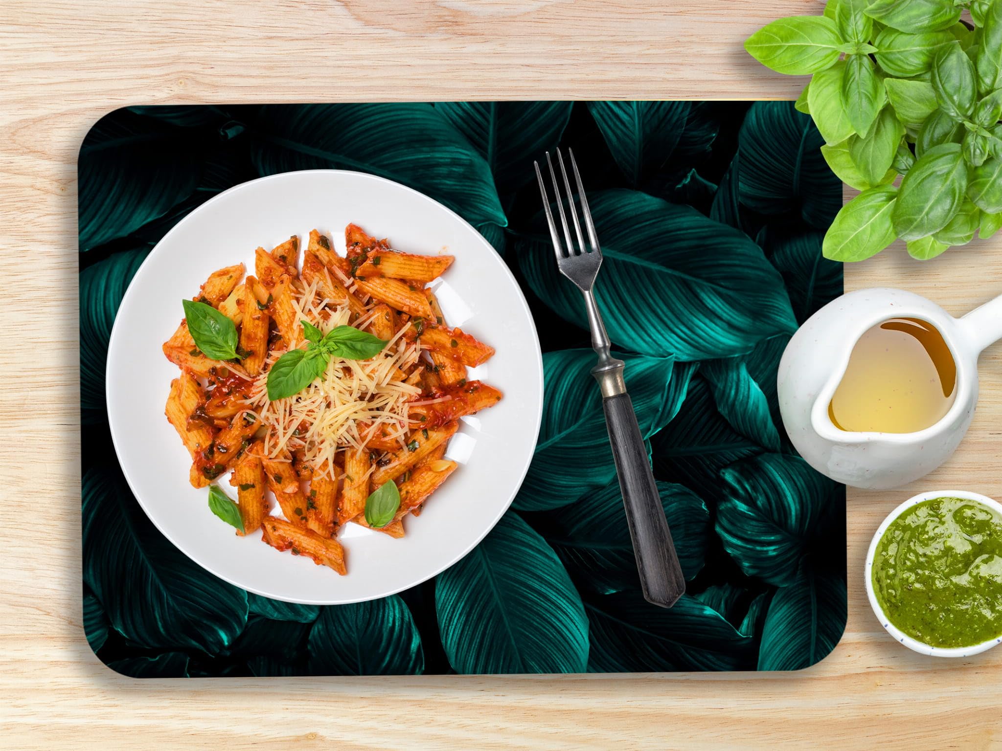 MG Design Set de 8 manteles Individuales de Corcho para Plato – Leaves 2 – 30 × 40 cm – Resistentes al Calor y fáciles de Limpiar