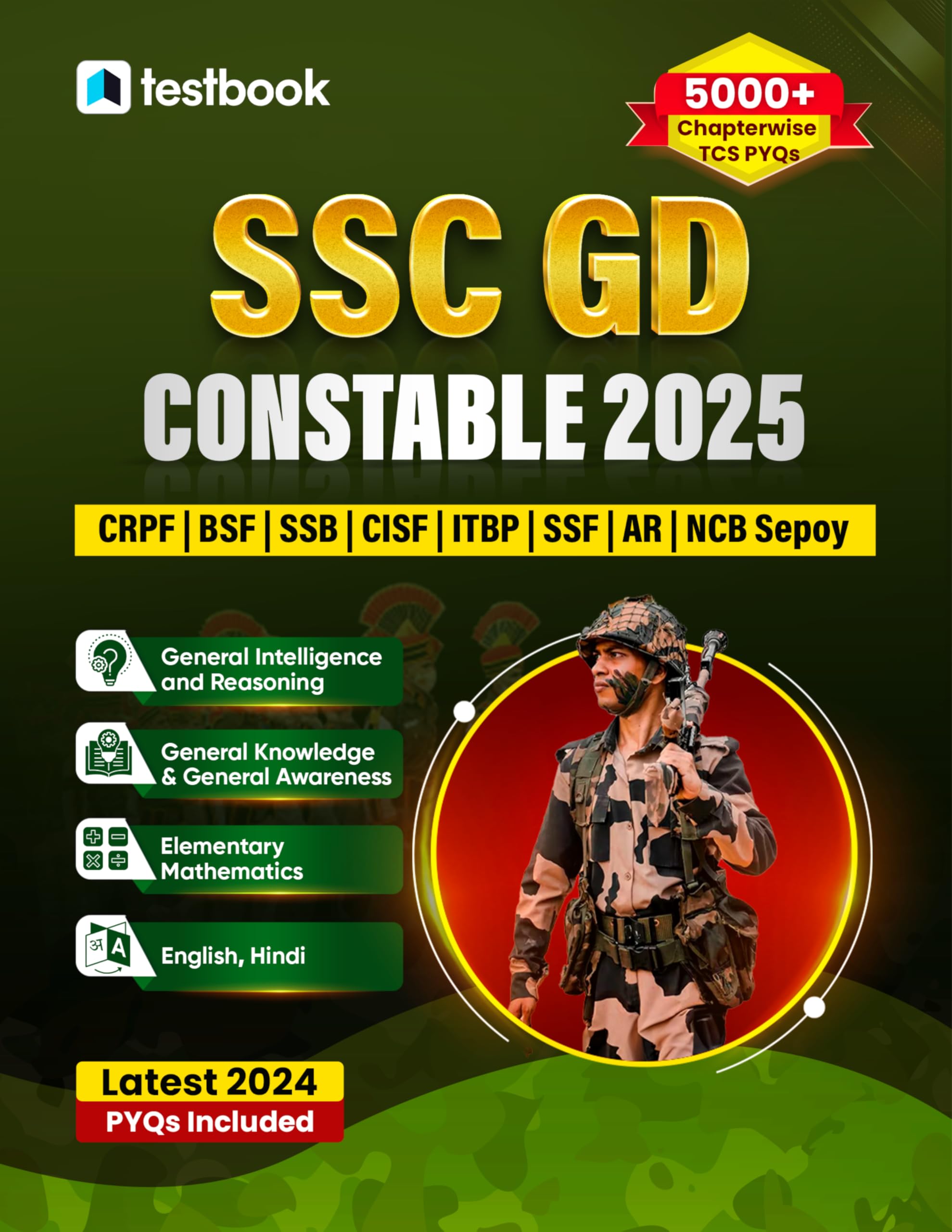 SSC GD Constable 2025 - Maths, Reasoning, English, General Knowledge in English Medium | 5000+ Chapterwise PYQs Paperback – 31 August 2024