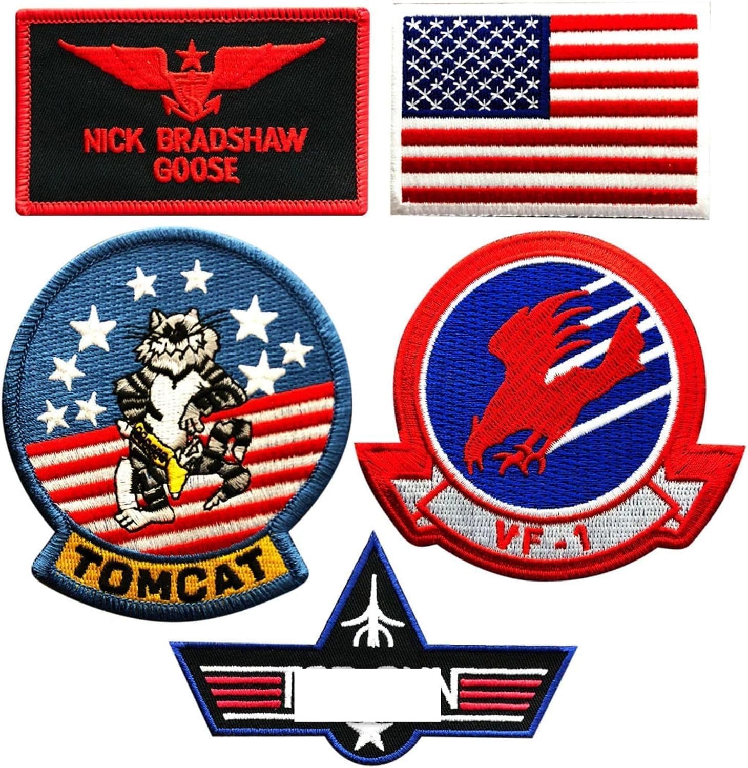 Pete Mitchell Mav Flight Patch (5 PC Set Hook Fastener) (Goose)