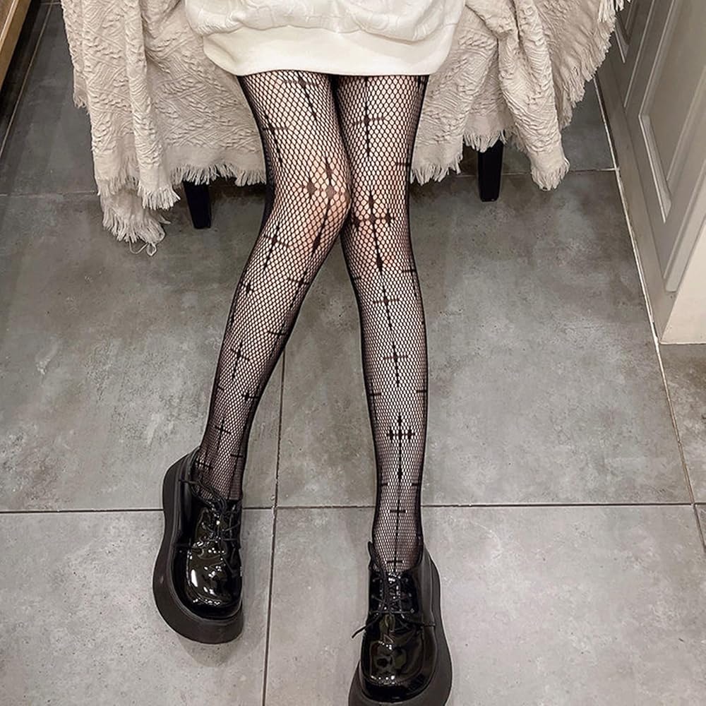 Amazon | [Lamerry] レースタイツ 柄タイツ 網タイツ 地雷系