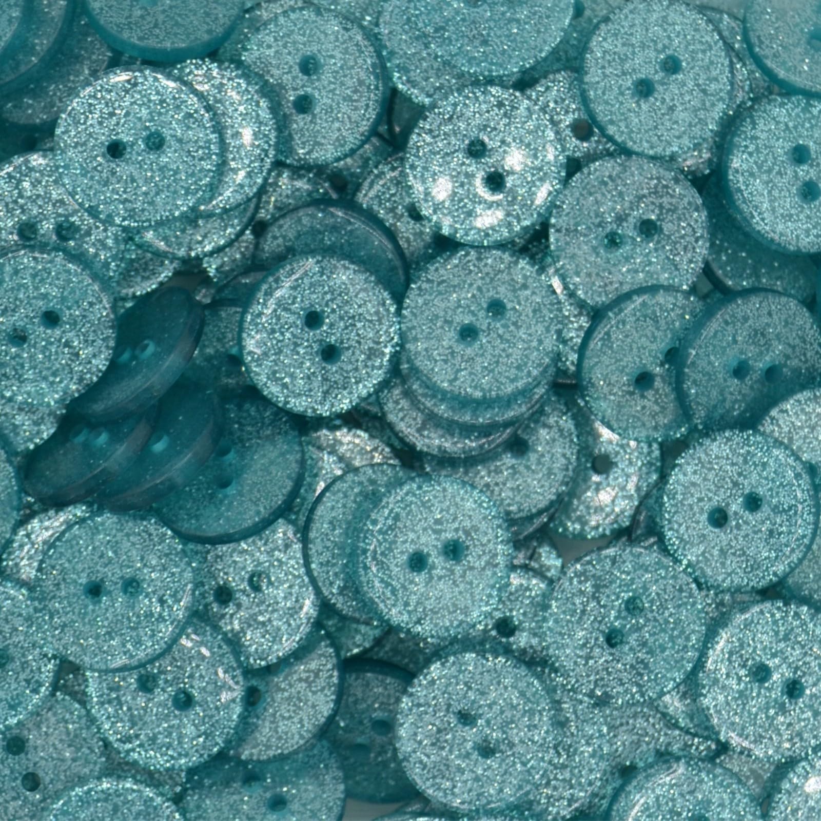 celloexpress 19mm Glitter Round Sparkly Craft Buttons (Teal, Pack of 100) — image 1