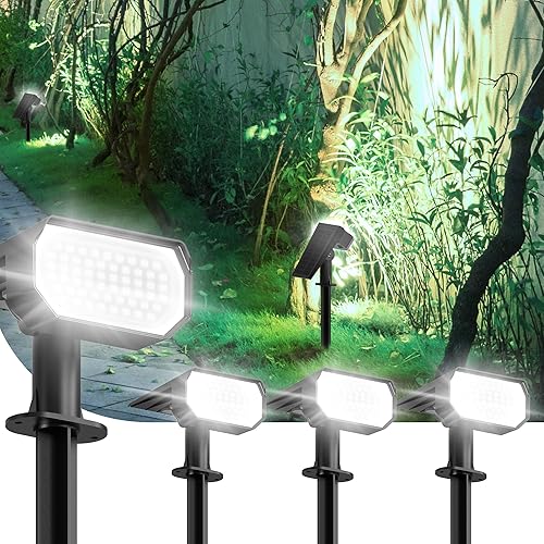 Ensenior Focos solares para exteriores, 56 luces LED de brillo ajustable de 6500 K LED solares para jardín, iluminación de paisaje de Navidad para
