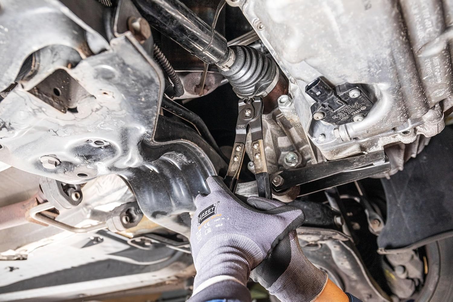 HAZET 1847-1 230 mm Pliers for Axle Boot Clamps - Nickel-Plated