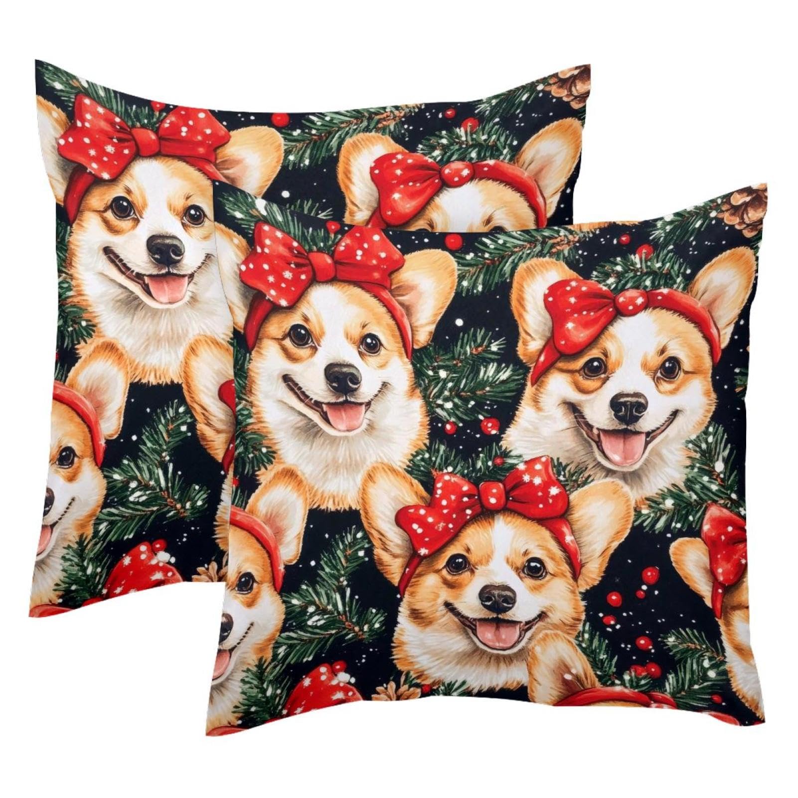 Housse de coussin Noël velours rouge de qualité supérieure douce au toucher 50x50 cm