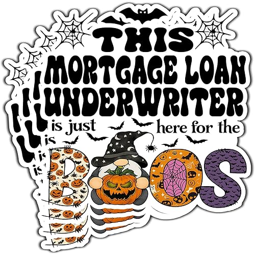 (4Pcs-2.5in) Mortgage Loan Underwriter Vinyl Decal Sticker – Halloween Vinyl Sticker - Here for the Boos Decal for Laptops, Water Bottles, Cars, Bumpers, Toolboxes – Gift for Mortgage Loan Underwriter