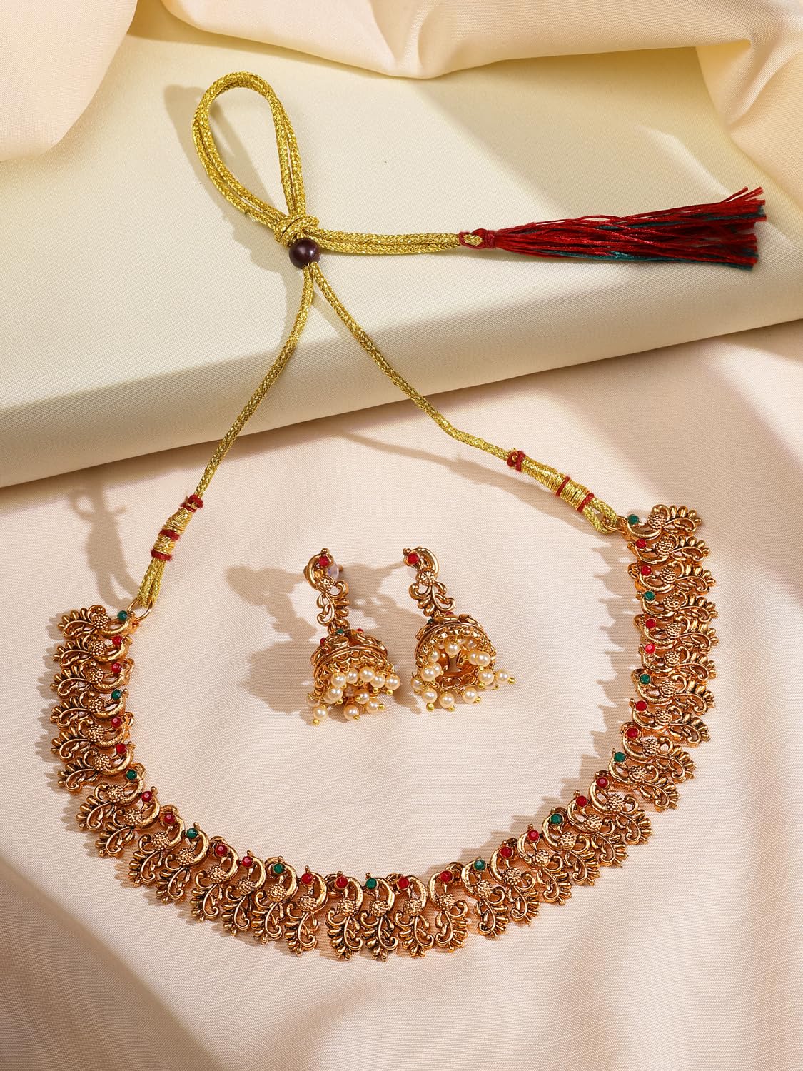 Shining Diva Fashion Latest Stylish Design Fancy Traditional Necklace Jewellery Set for Women (16781s) 1