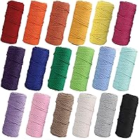 Vista 1 de PHUNTTEK Cordón de macramé de 0.079 in x 590 yardas, 18 rollos de cuerda de algodón natural, 3 soportes de cuerda de yute, cuerda suave, hilos