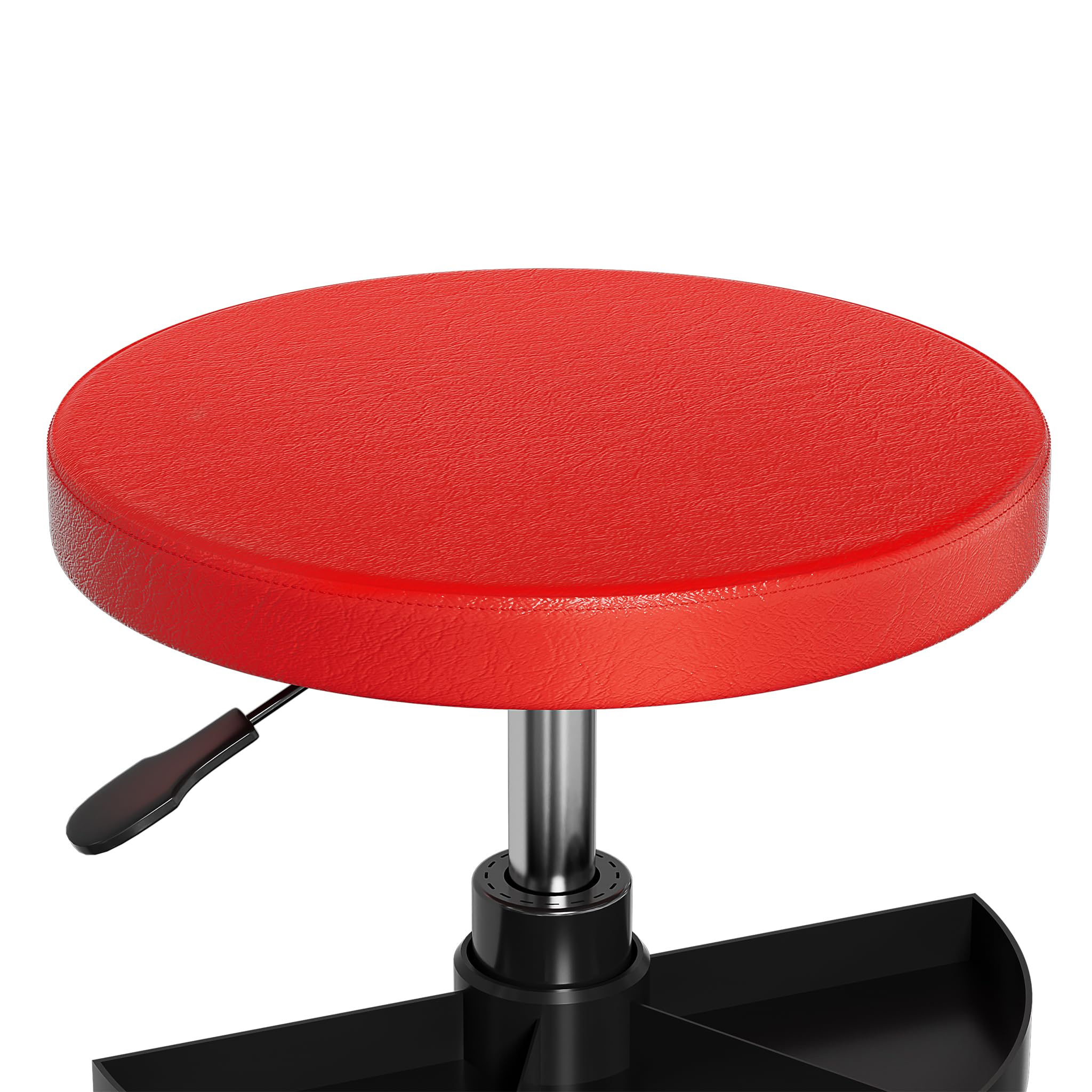FIVMEN Tabouret d'atelier avec roulettes - Hauteur réglable - Avec plateau de rangement - Chaise d'atelier - Tabouret de garage - Charge maximale : 130 kg - Diamètre : 38 x 41 cm