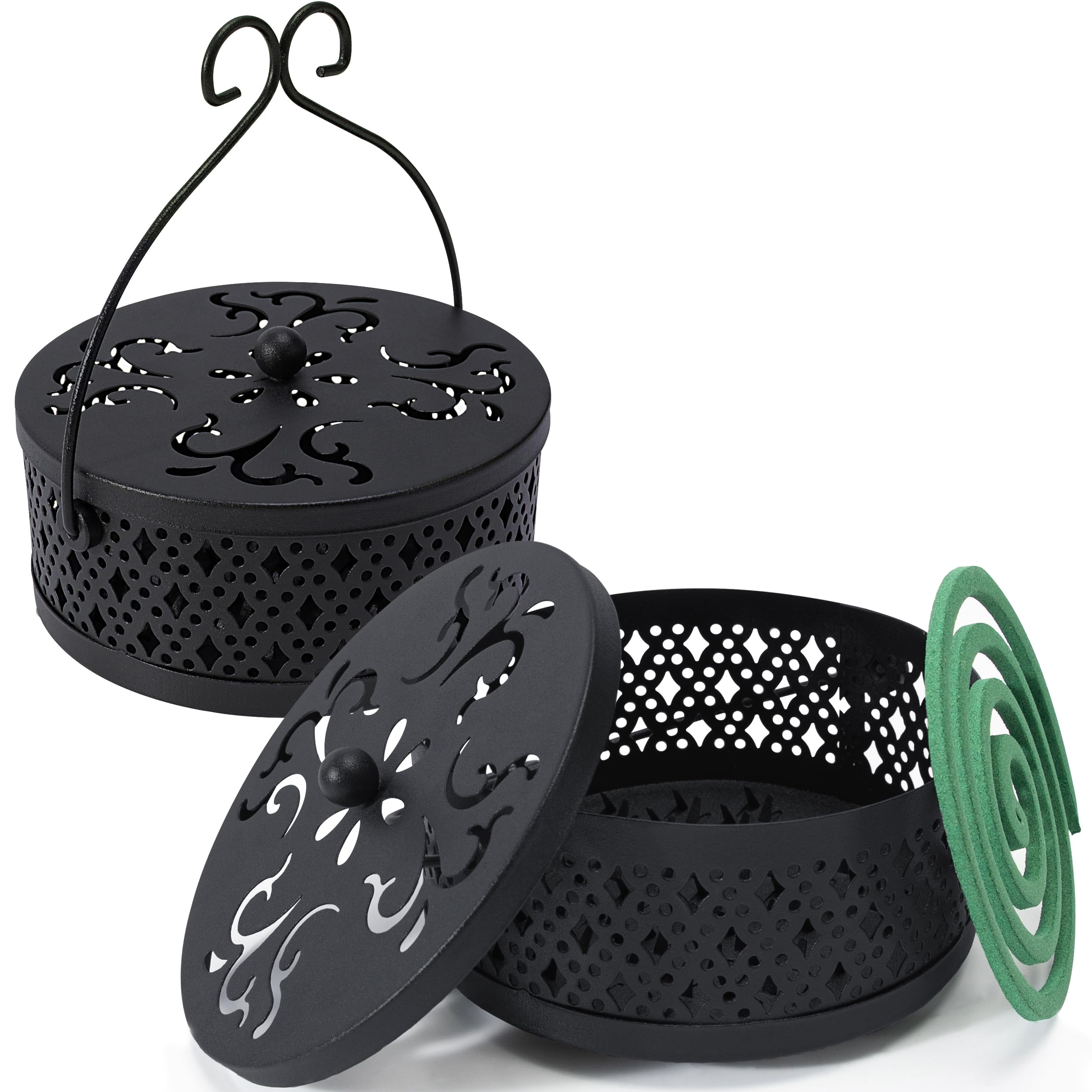 MyLifeUNIT Mosquito Coil Holder, 2 Pack Retro Portable Mosquito Incense Burner for Home and Camping