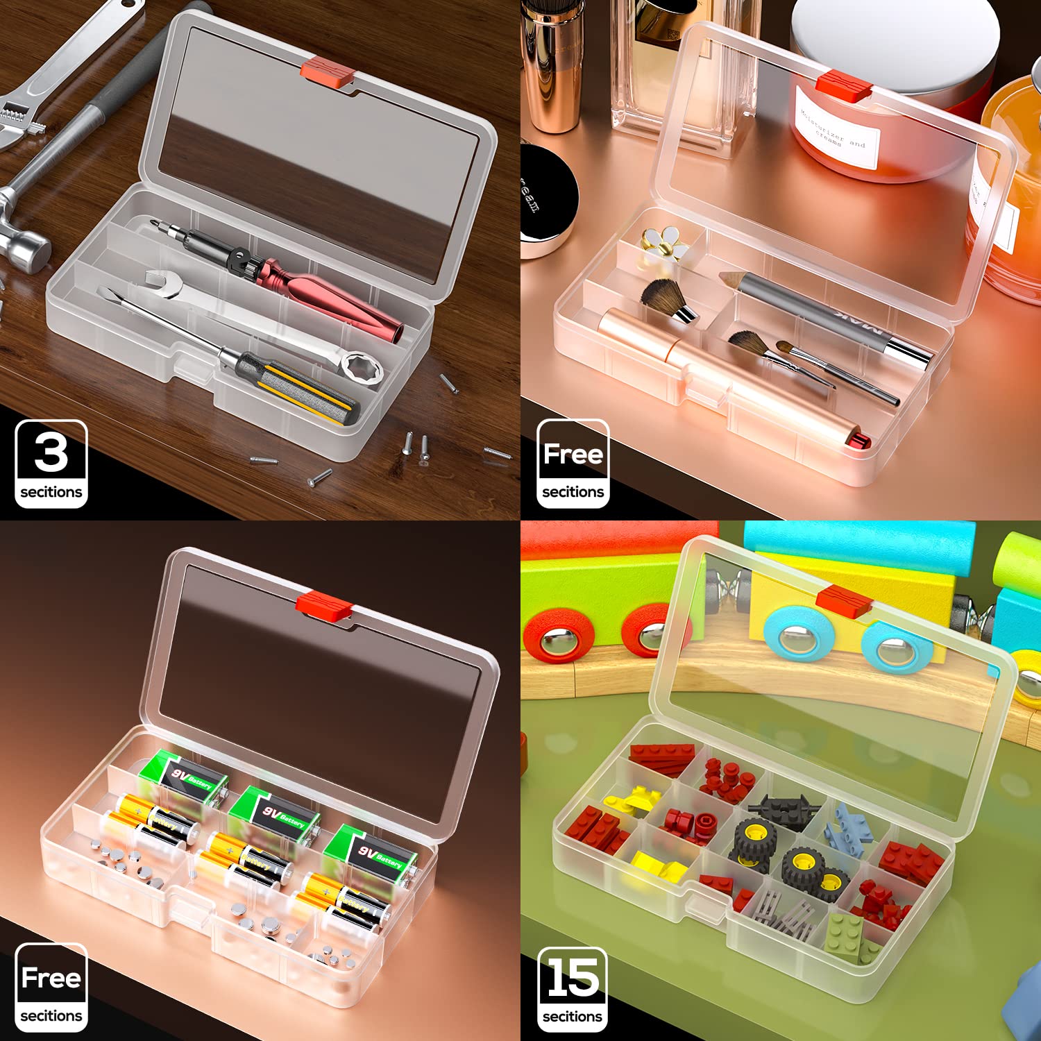 SOMELINE® Plastic Storage Box with 15 compartments, Transparent - Image 3