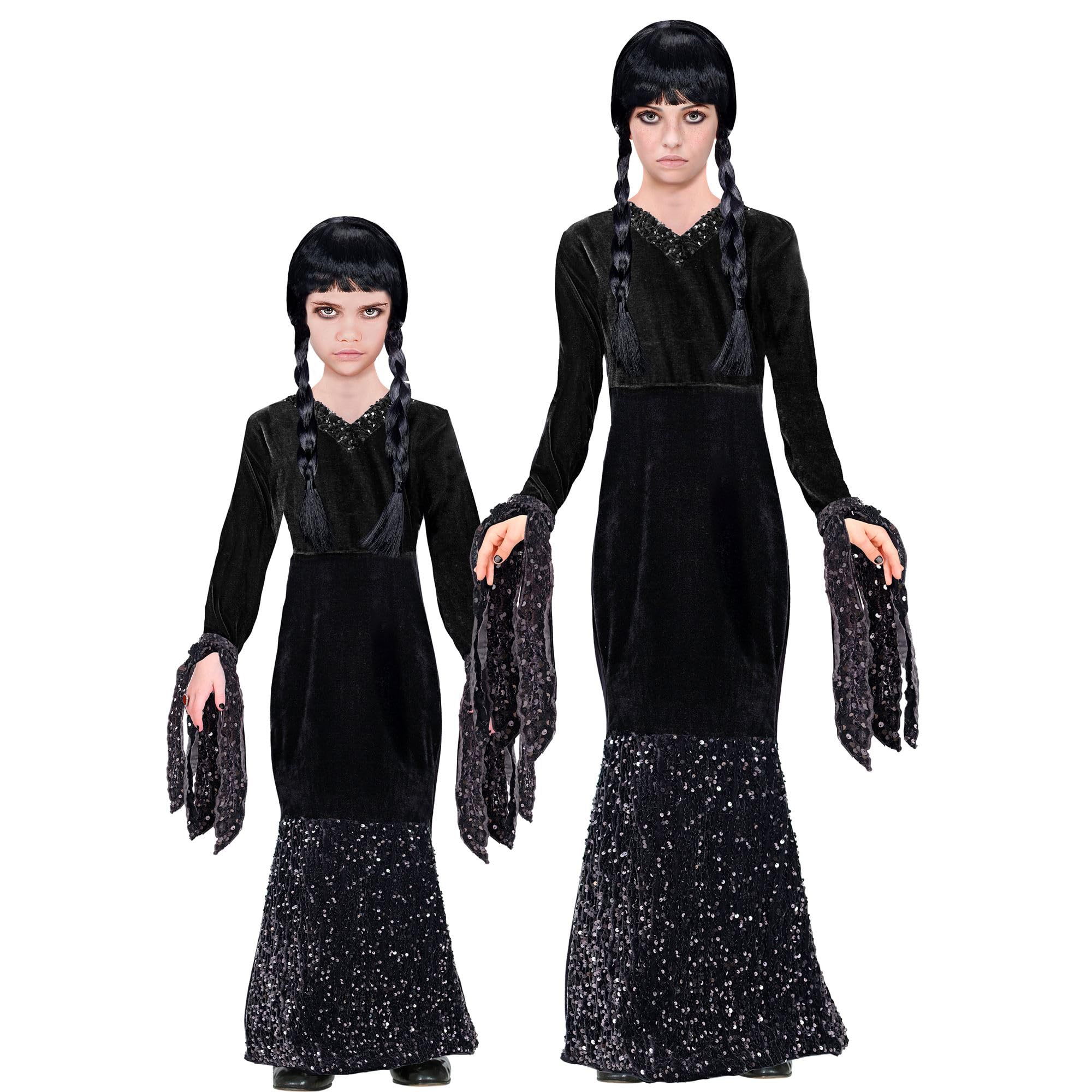 Widmann 60645 - Dark Girl Costume for Girls, Gothic, Horror, Fairytales, Halloween, Carnival, Size 116 Cm (4-5 Years)