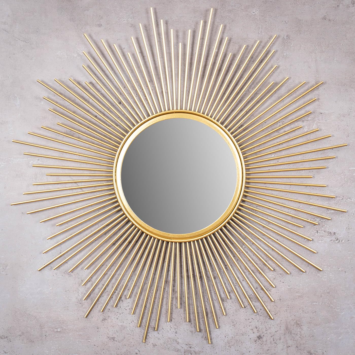 levandeo Specchio da sole dorato, diametro 50 cm, in metallo, decorazione con sole dorato, specchio da parete
