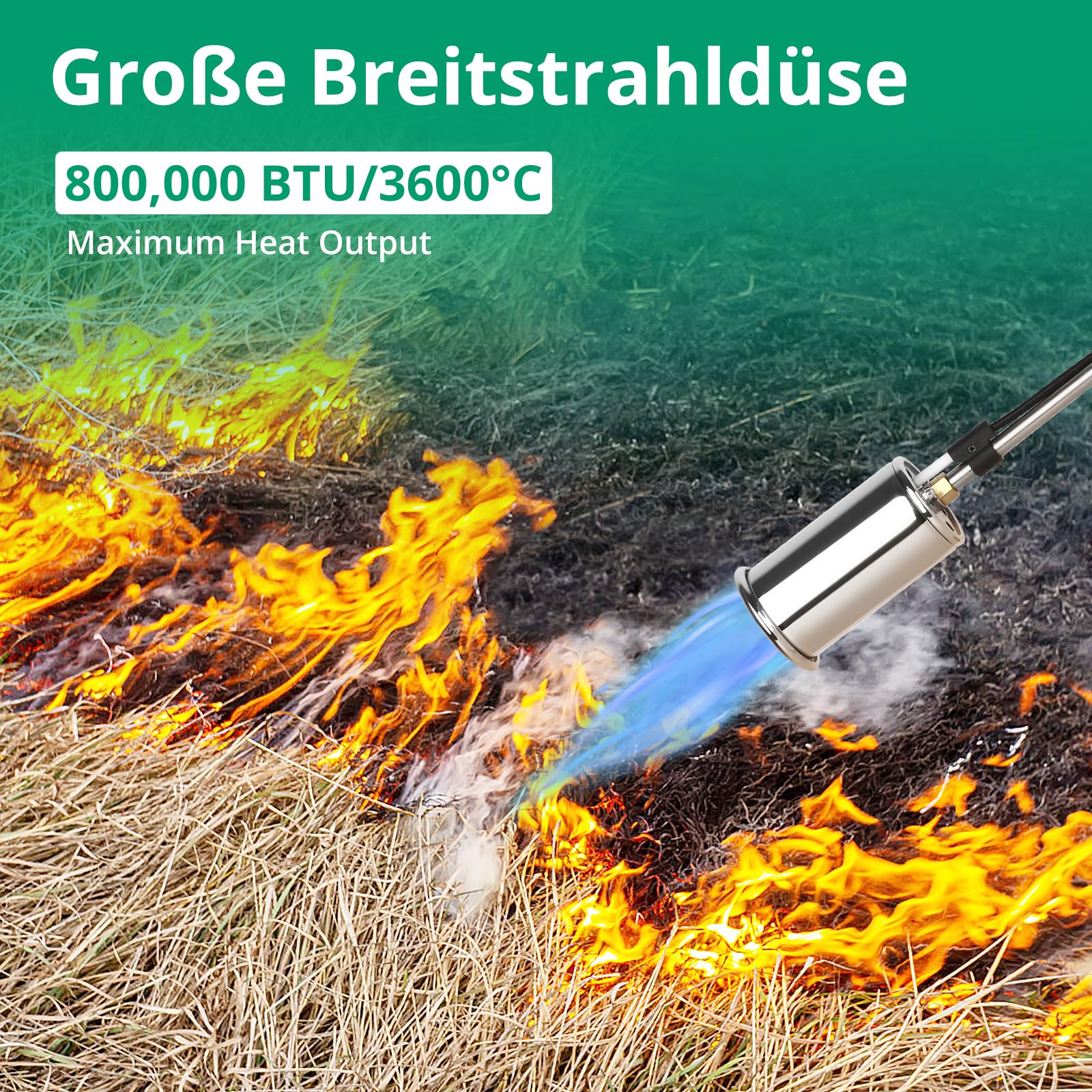 Sondiko Große Flamme Unkrautbrenner, Gasbrenner Unkraut Abflammgerät, Flammenwerfer Abnehmbare Propan Unkraut Brenner für Garten Gehweg Eis Schnee Bedachung(Ausgenommen Gaskartusche)