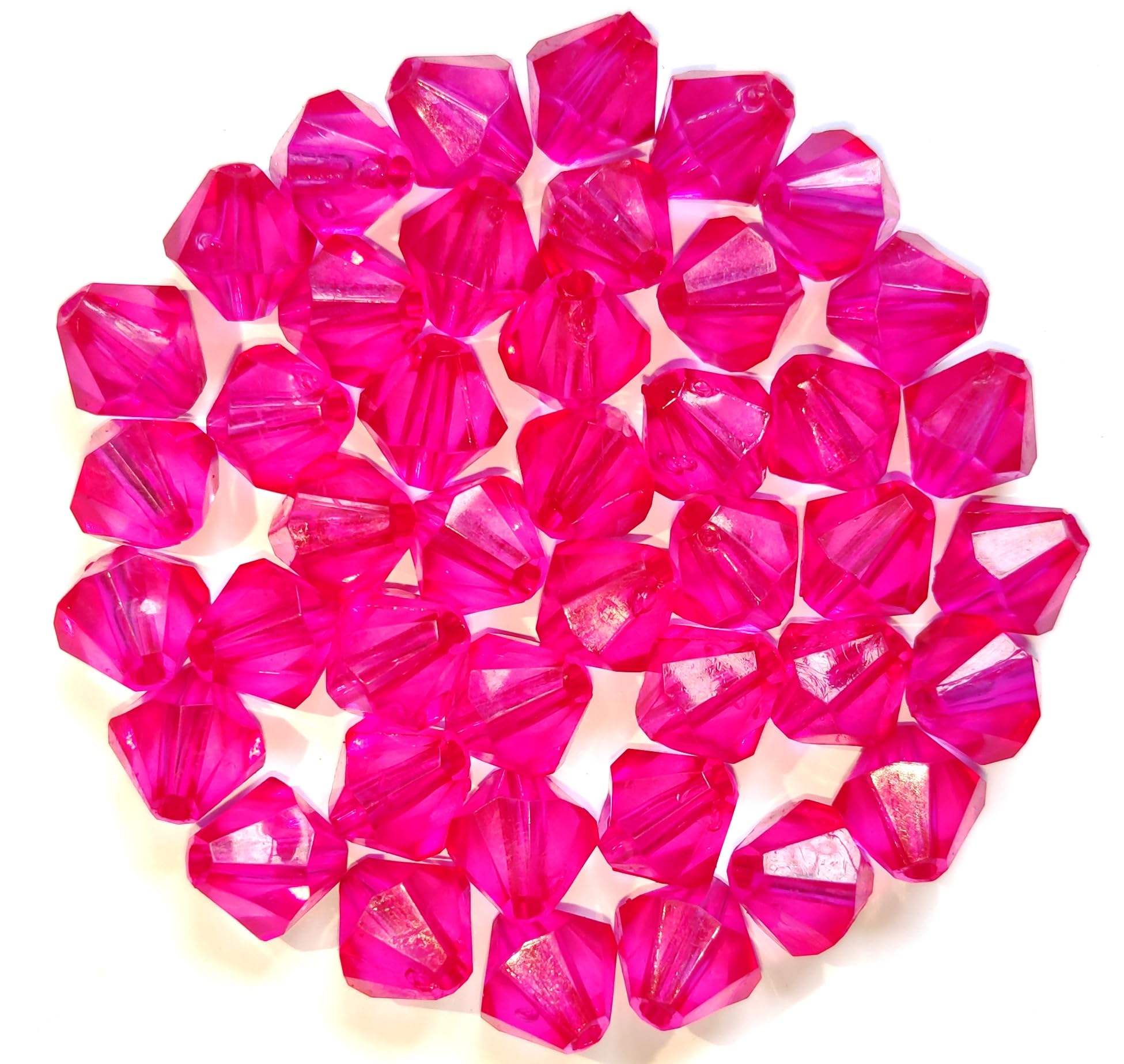 GoSetGet Dark Pink (Rani Pink) 10mm (400 Pcs) Bicone Macrame Crystal Plastic Beads for Arts, Crafts & Decoratives-High Sparkle Cutting Crystal Beads for Macrame, Jhula, Torana, Jhumar (Dark Pink)-image-22