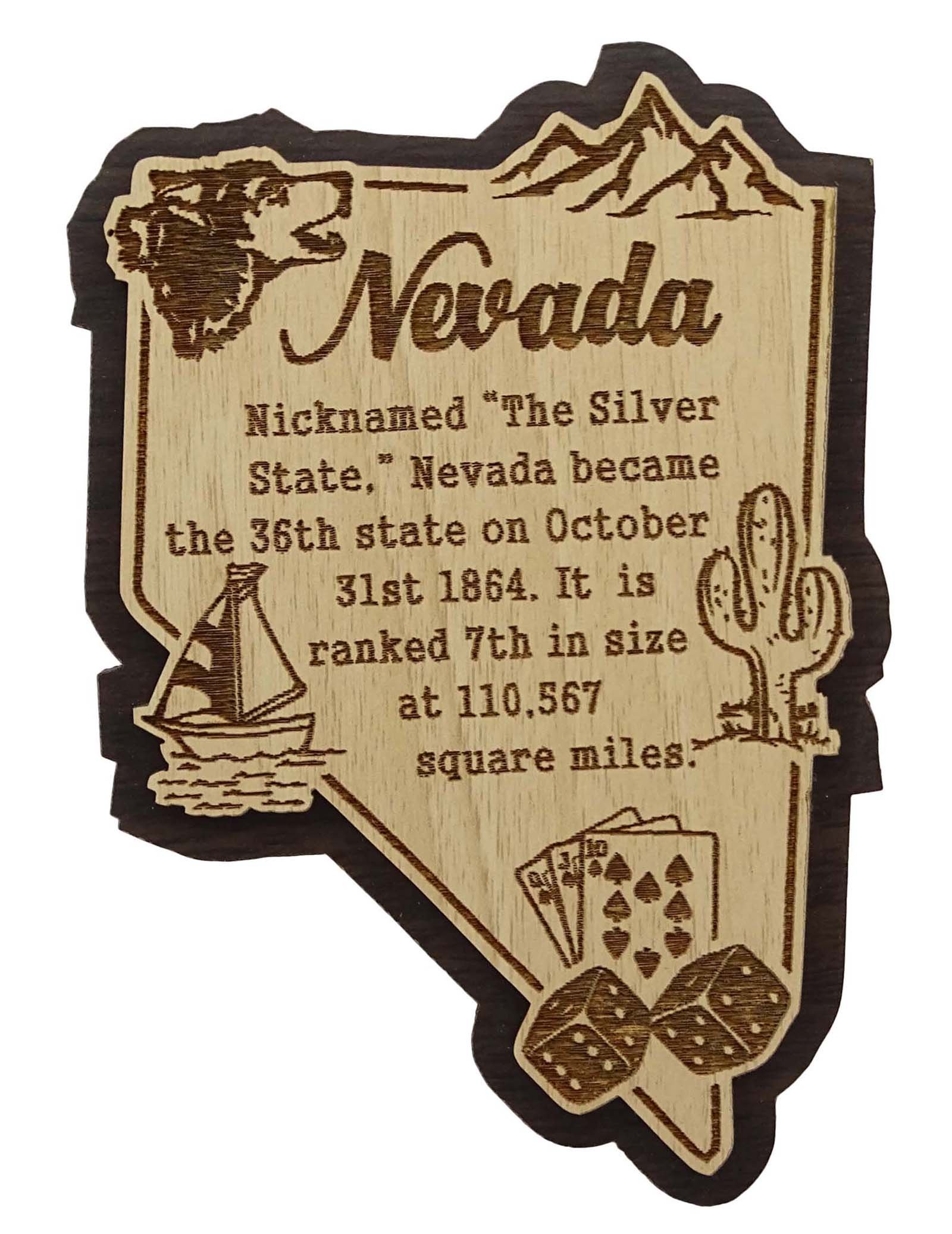 Printtoo USA Nevada State Map Wooden Magnet Souvenir Fridge Magnet Gift