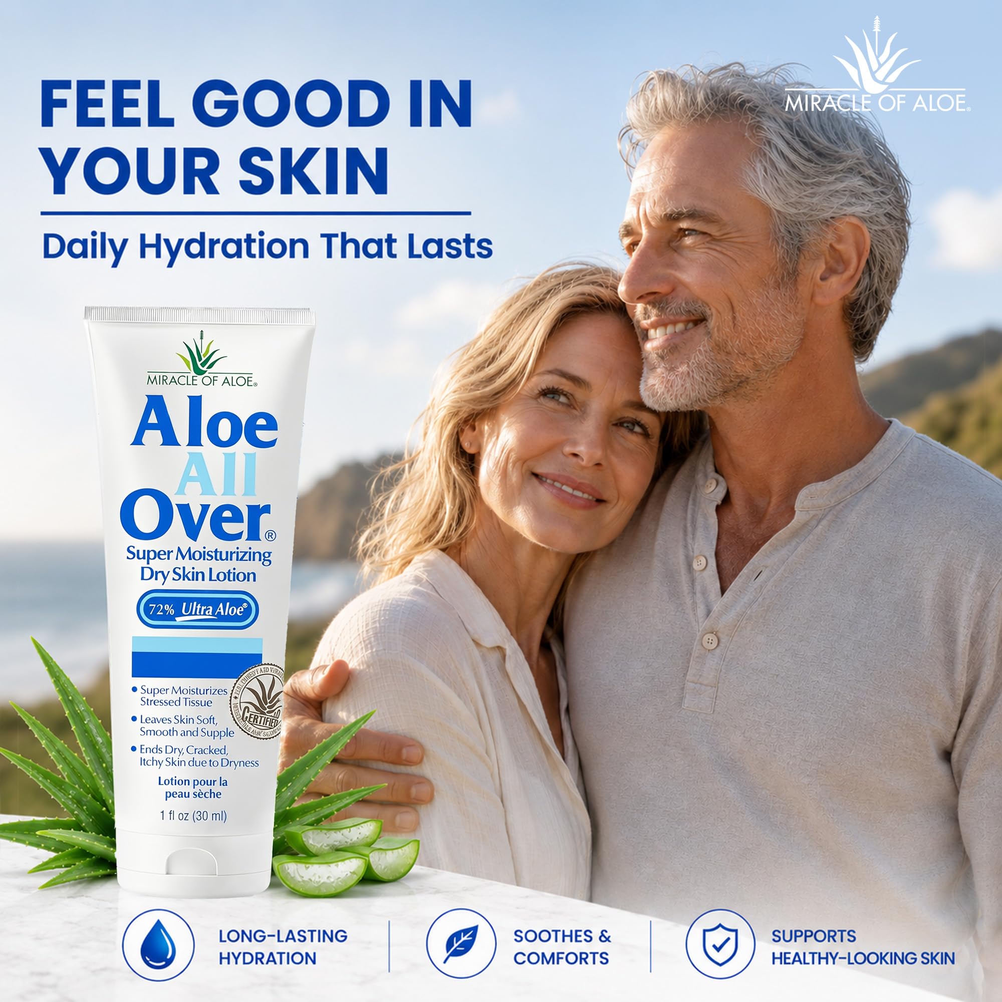 Miracle of Aloe Aloe Vera Lotion, 72% UltraAloe Gel, Face & Body Moisturizer