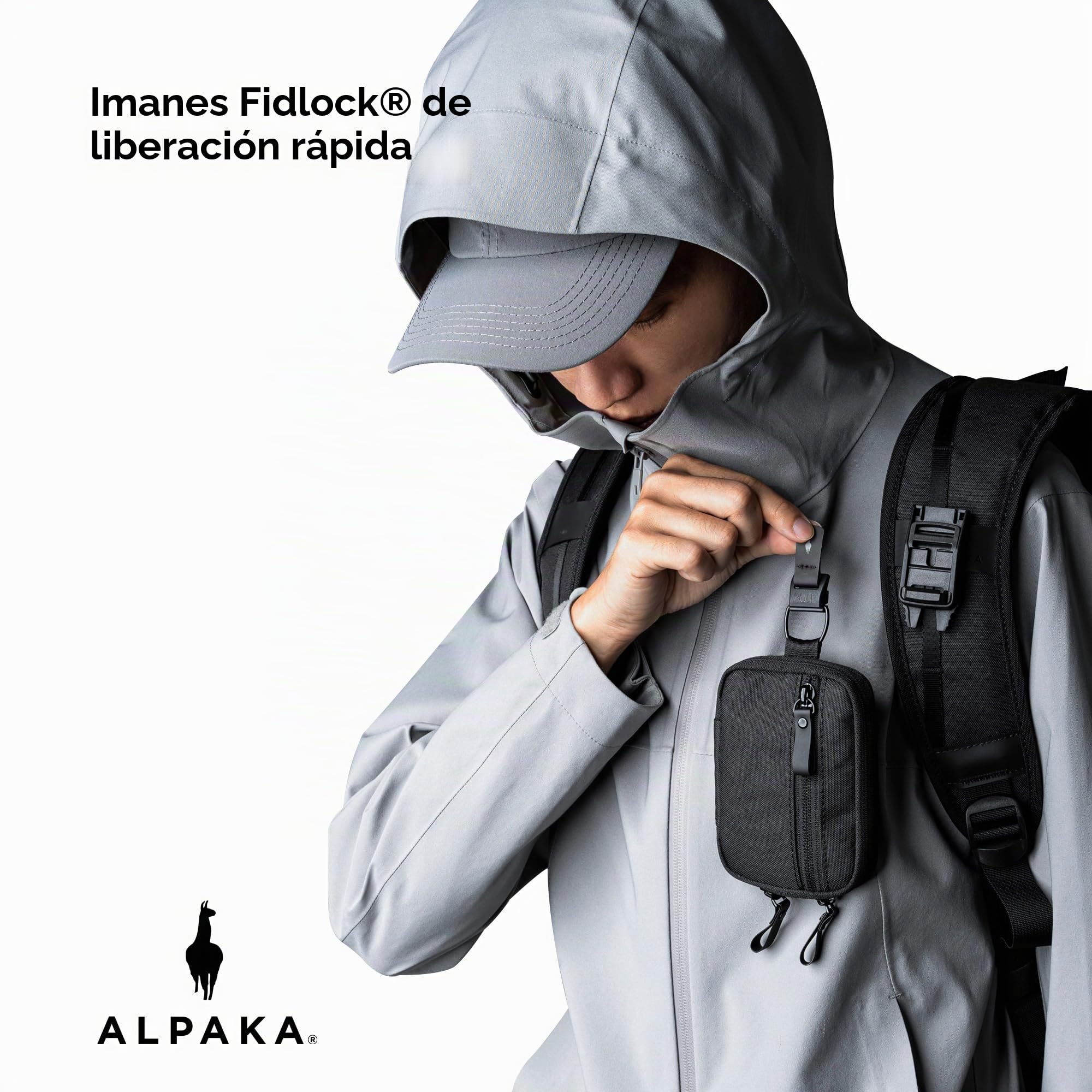 ALPAKA HUB Tactical Clip – Llavero EDC Magnético | Liberación rápida, compatible MOLLE, mecanismo de bloqueo, para bolso y cinturón, compatible con sistema HUB