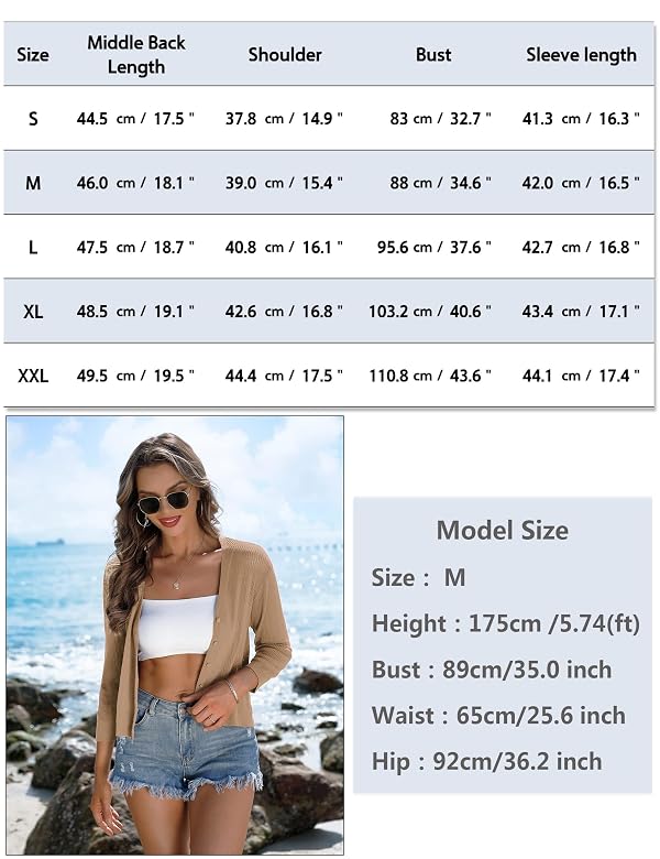 iClosam Women's Lightweight Cropped Cardigans Sweaters Khaki by iClosam - Used condition - Image 6