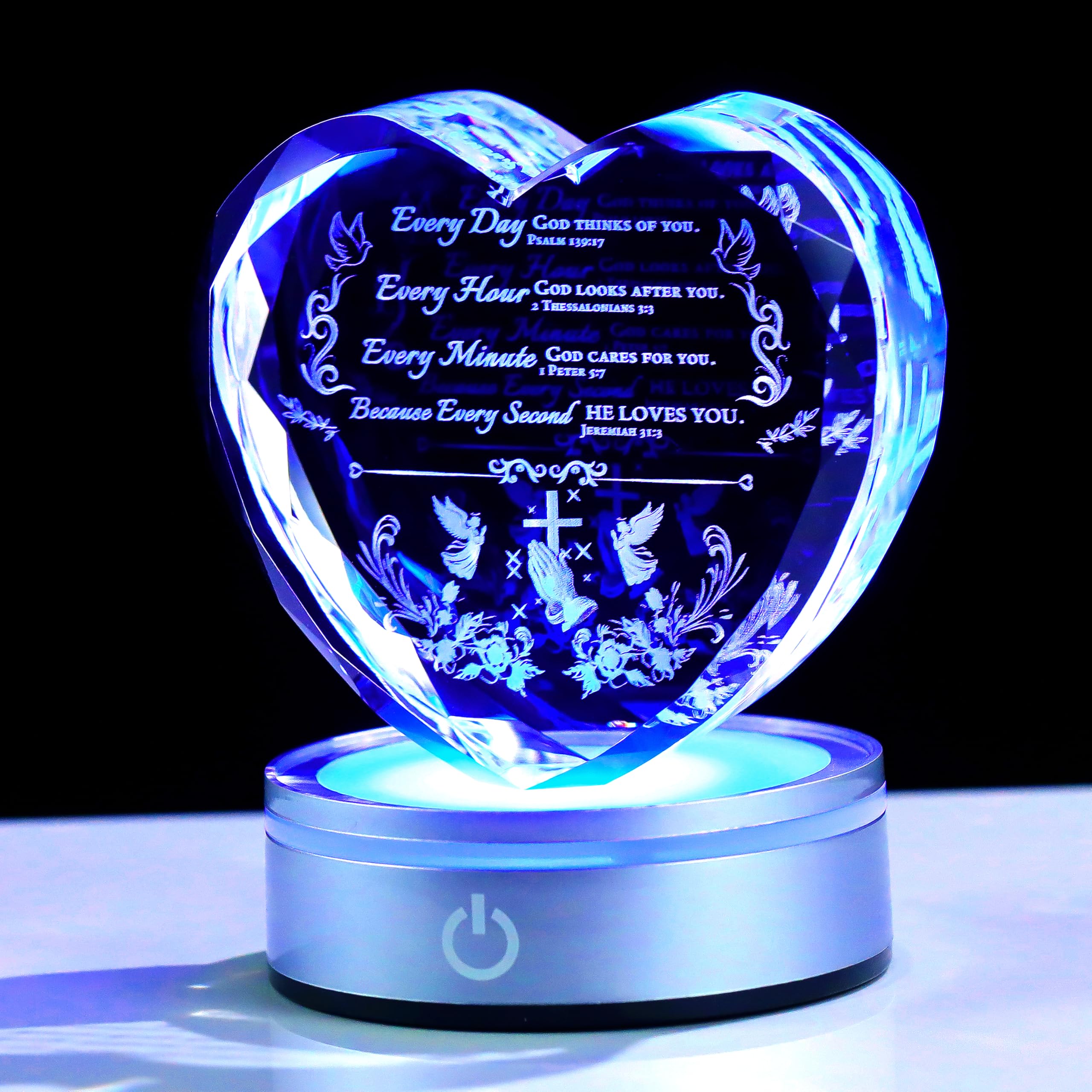 Christian Gifts for Women-3D Crystal Heart Plaque Bible Verse Every Day
