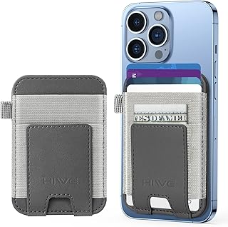 New-Upgrade Magnetic Card Wallet Holder for Apple Magsafe, Magnetic Magsafe Leather Wallet for iPhone 15/14/13/12 Magsafe, Mag-Safe Wallet for iPhone 15/15 Pro/14/13/12 Series, Fits 7 Cards, Grey