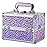 Joligrace Makeup Train Case Makeup Case Organizer Portable Cosmetic Box Storage with 2 Trays Mirror Locking with Keys Make Up Travel Case Nail Kits Traveling Makeup Box Shiny Purple