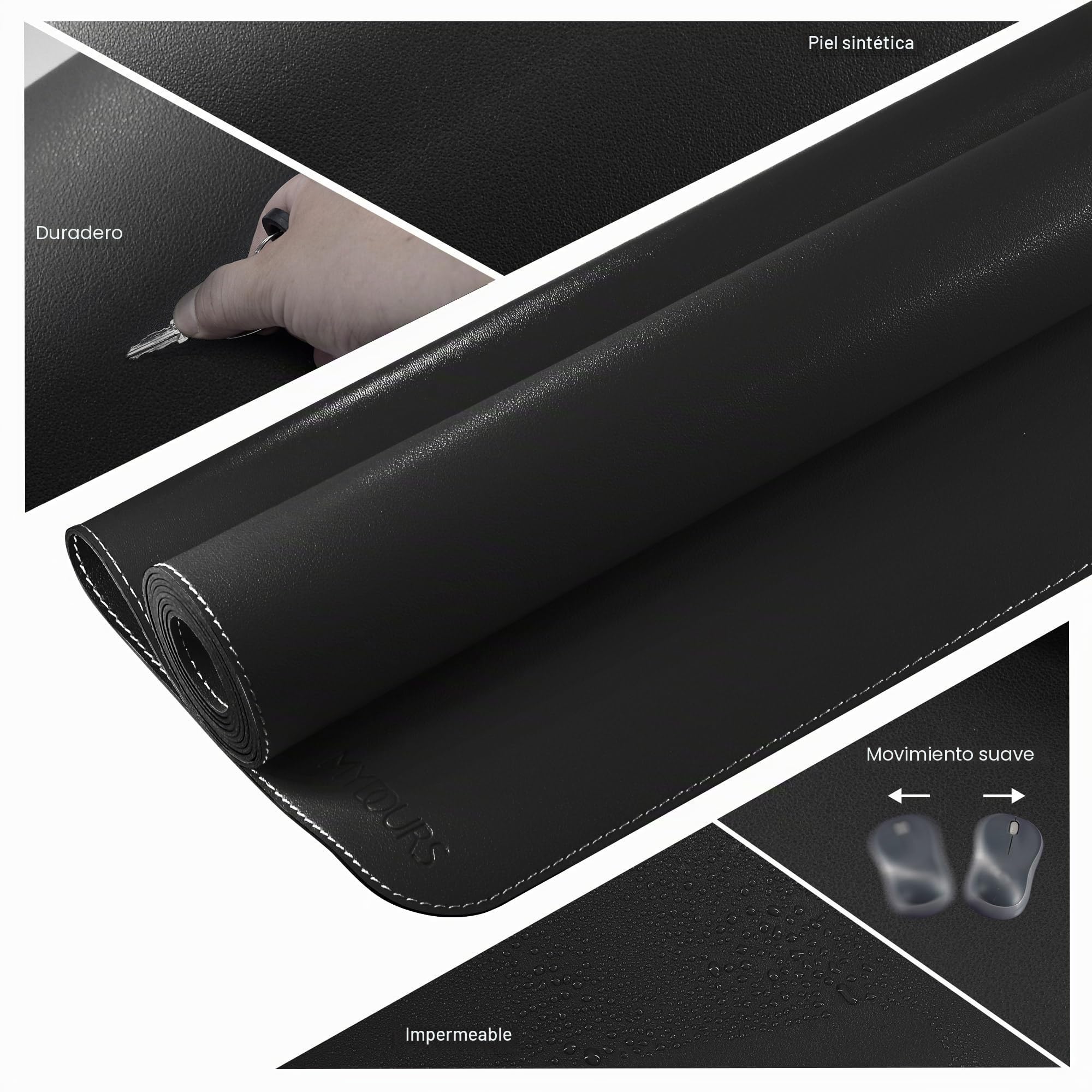 Mydours Tapete de escritorio de piel sintética, 180 x 70 cm, tapete de mouse para juegos, impermeable, fácil de limpiar, almohadilla de escritorio de doble cara para teclado de computadora, hogar y