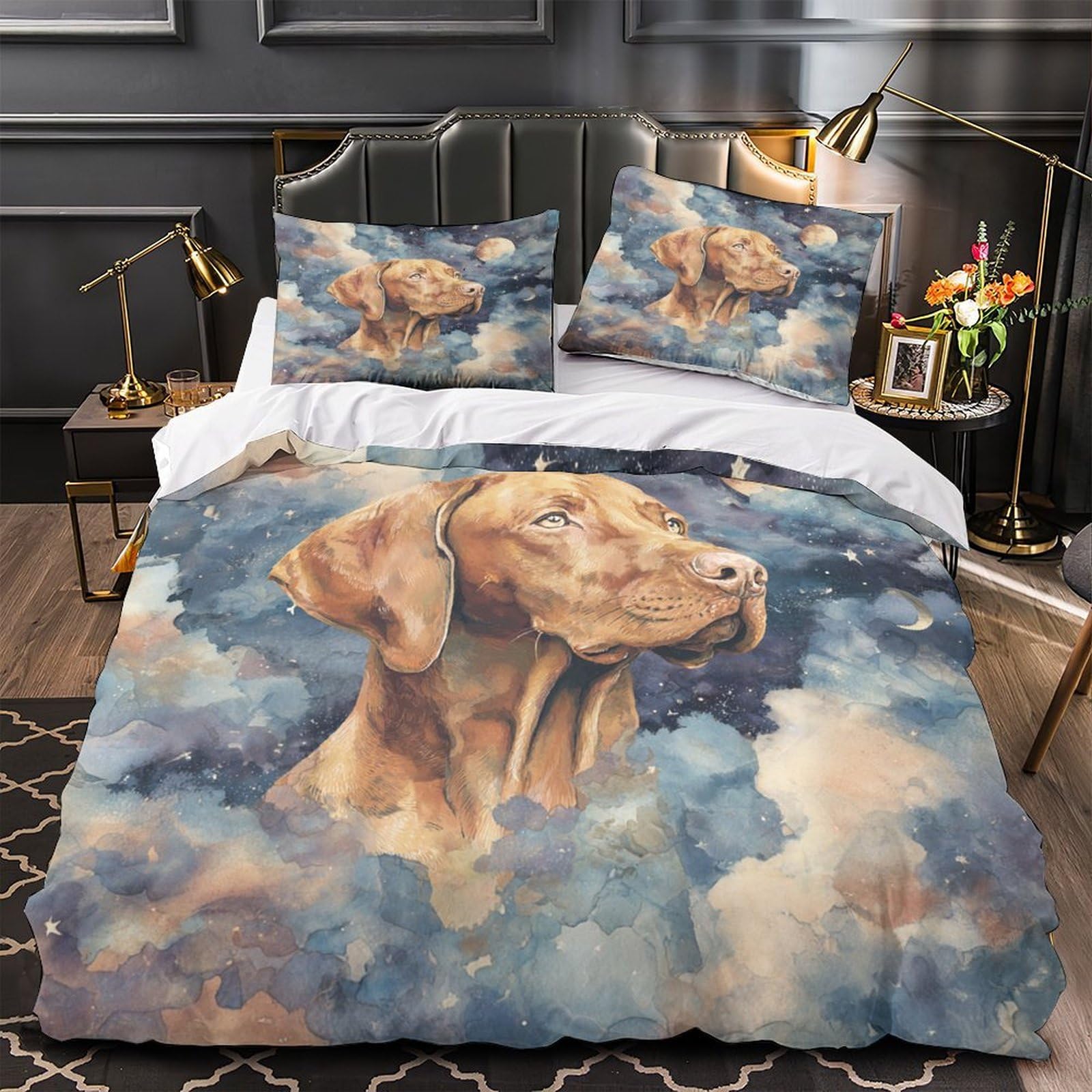Parure de lit chien dans l'espace housse de couette microfibre enfant 135x200