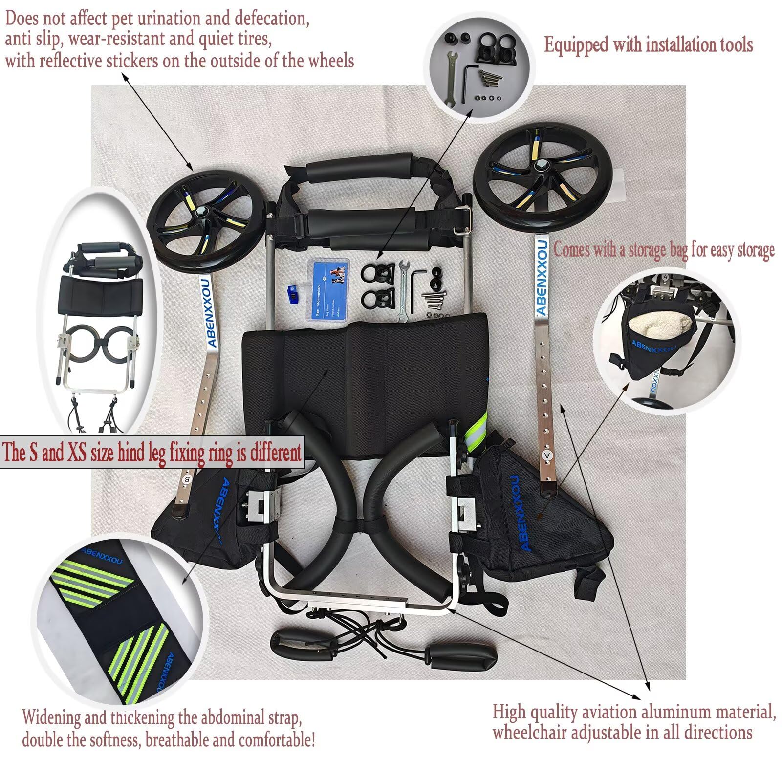 Fauteuil Roulant pour Chien de Taille Moyenne et Grande, Fauteuil Roulant réglable sur Les Pattes arrière pour, pour la rééducation des Pattes arrière