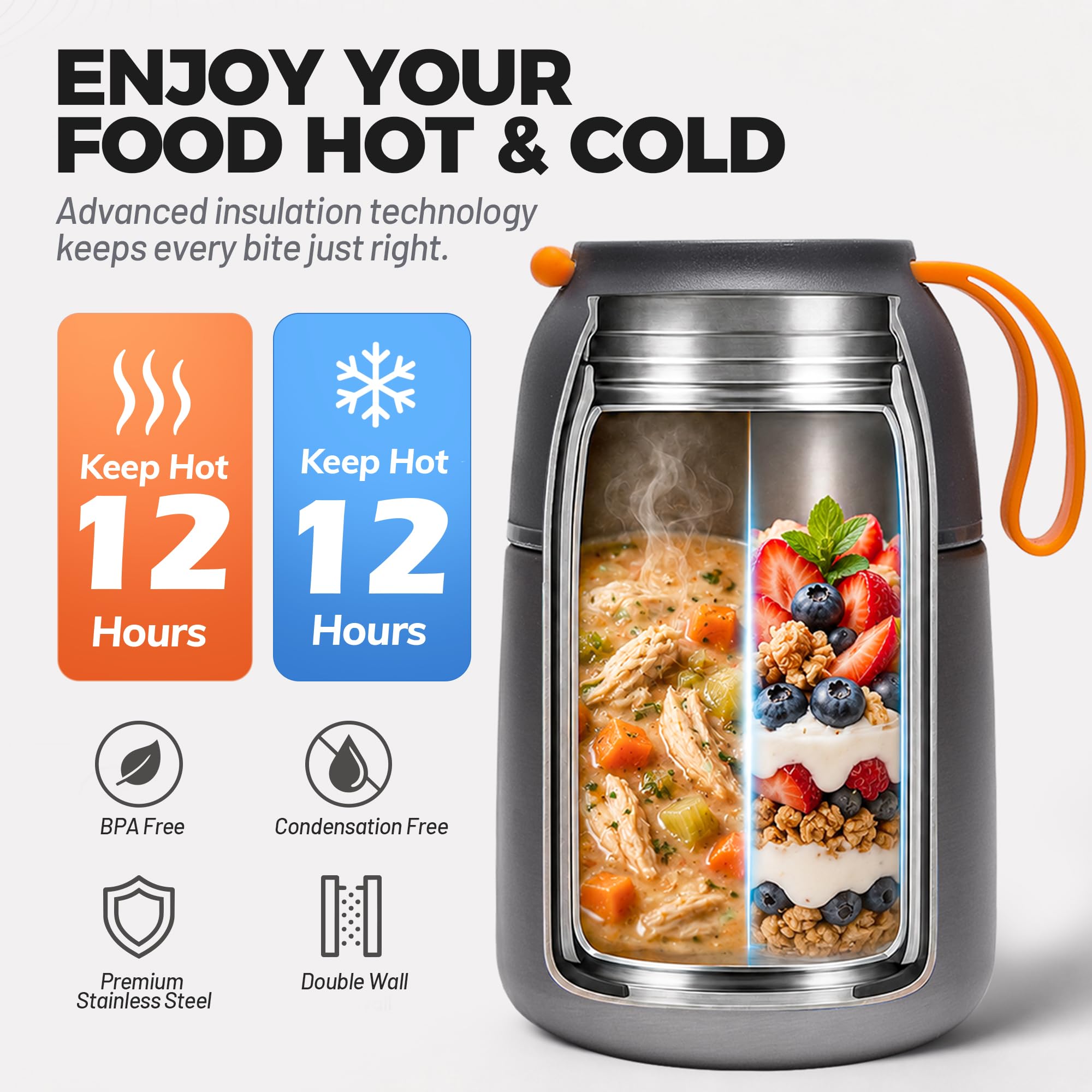 Supreme thermos food jar 2 弁当箱 Insulated Lunch Containers Hot Food Jar, 2 Pack 24 oz + 17 oz