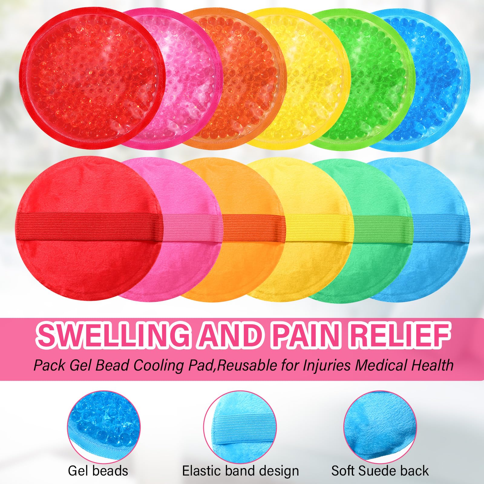 TrelaCo 36 szt. małych opakowań na lód na kontuzje wielokrotnego użytku Boo Boo Kids Ice Pack Hot and Cold Gel Bead Ice Pack Cold Compress Mini okrągłe opakowania na lód dla łagodzenia bólu twarzy