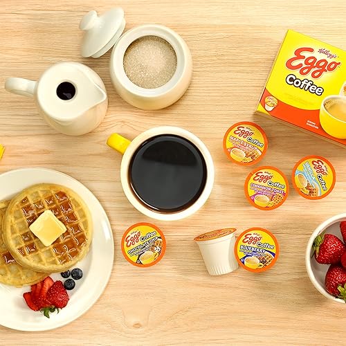 Miniatura 6 de Eggo Beverages Cápsulas de café con sabor a gofre de arándanos para cafeteras Keurig K Cup, certificado de comercio justo, 40 unidades, desayuno
