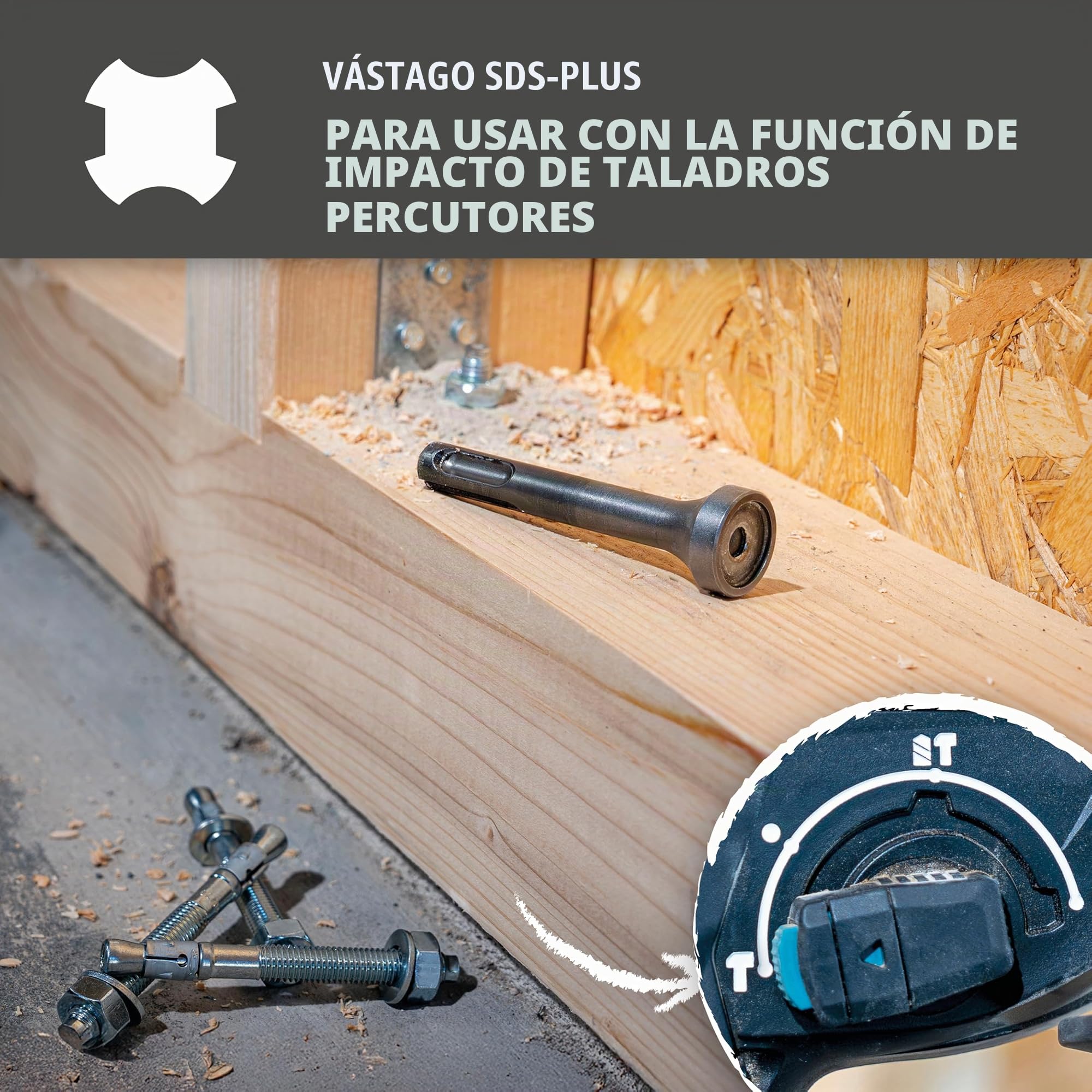 wolfcraft Herramienta percutora, SDS-plus - 4064000 I Ayuda para martillos percutor para clavar anclajes de alta resistencia en hormigón y mampostería, y clavos en madera I Fabricado en Alemania