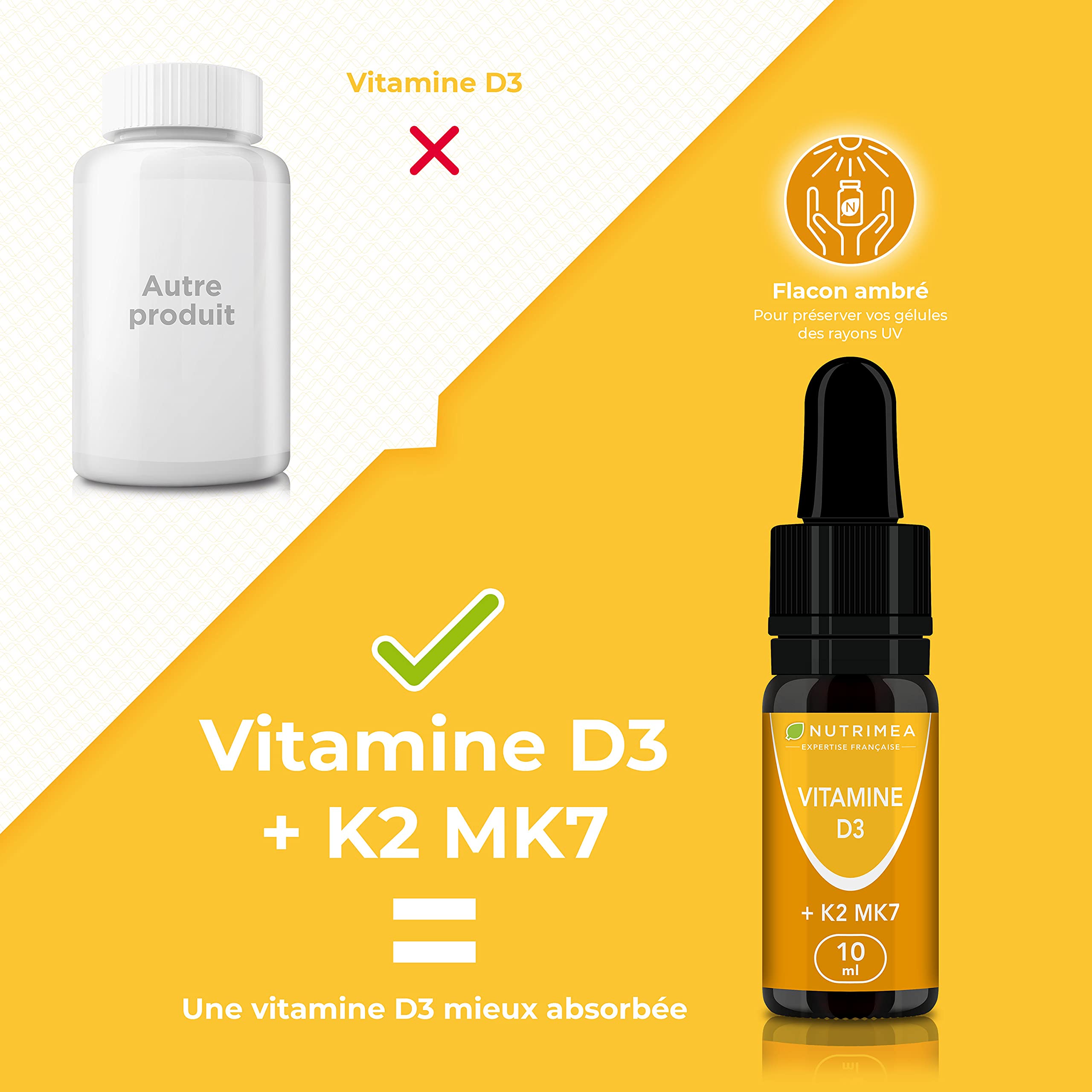 Visiter la boutique Laboratoires Nutrimea VITAMINE D3 - Avec K2 MK7 - Vitamines d'Origine Végétale & Huile d’Olive BIO - Renforce l'Immunité, Santé des Dents, Os, Muscles - Nutrimea - Flacon Compte-Gouttes - Fabriqué en France in use