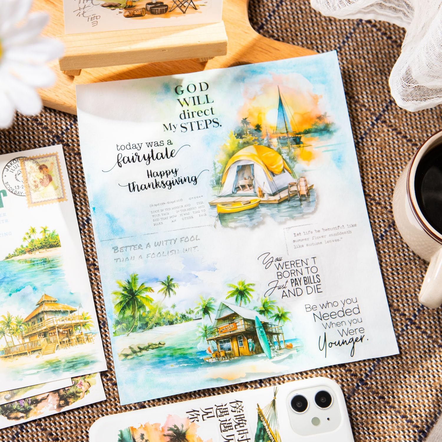 Alideco 180pcs Scrapbook Stickers Travel Scenery Scrapbooking Junk Journal Crafts Embelishment Decoration Diary Stickers(yuanfangdefengjing