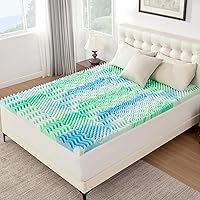 Vista 9 de 3 Inch 7-Zone Queen Memory Foam Mattress Topper Egg Crate Cooling Gel Infused Mattress Pad Bed Topper for Pressure Relief and Back Pain Soft &