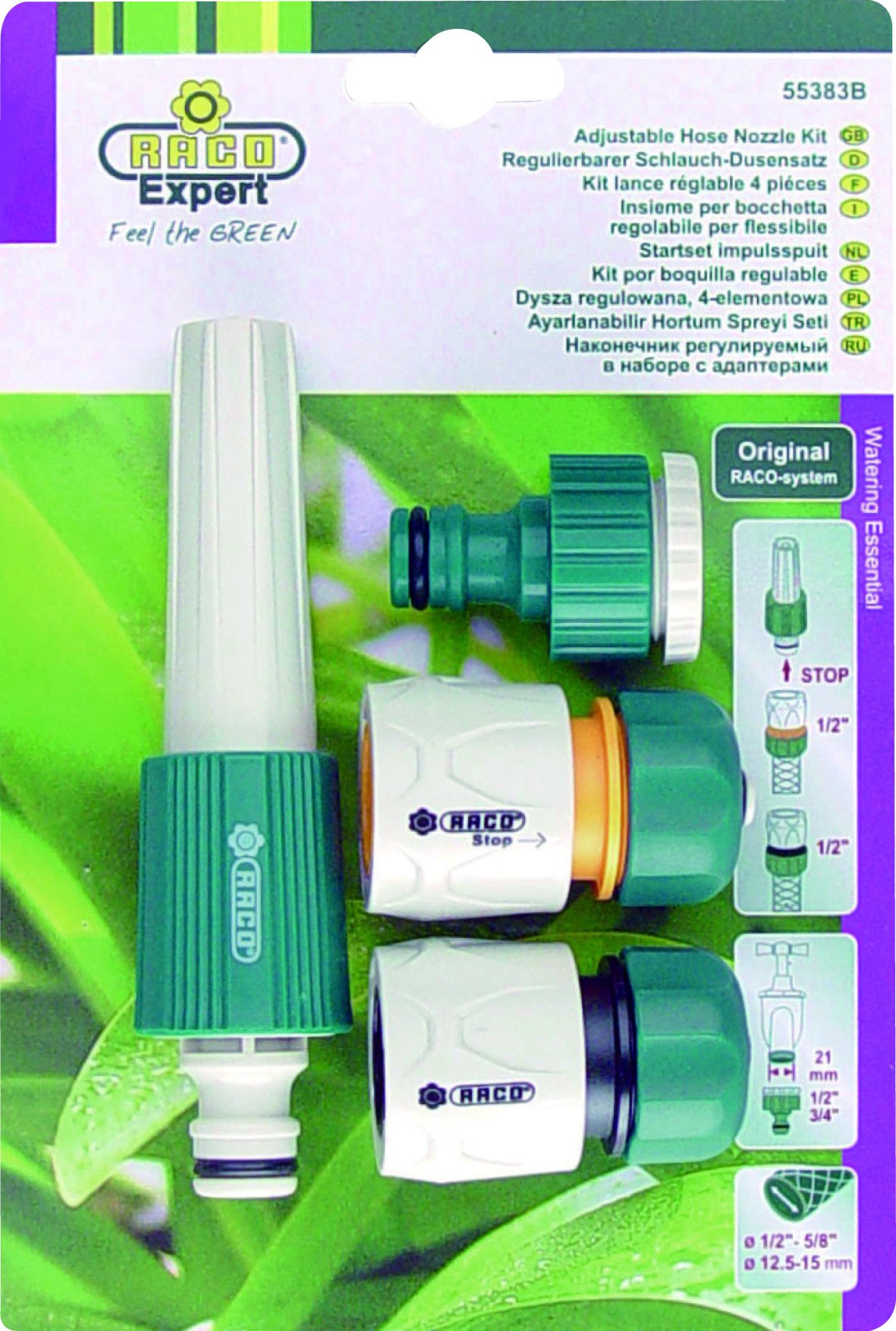 Raco Expert 55383 Ayarlı Sprey Başlıklı, Bağlantı Adaptörlü Hortum Ucu Tabanca Seti 1/2"