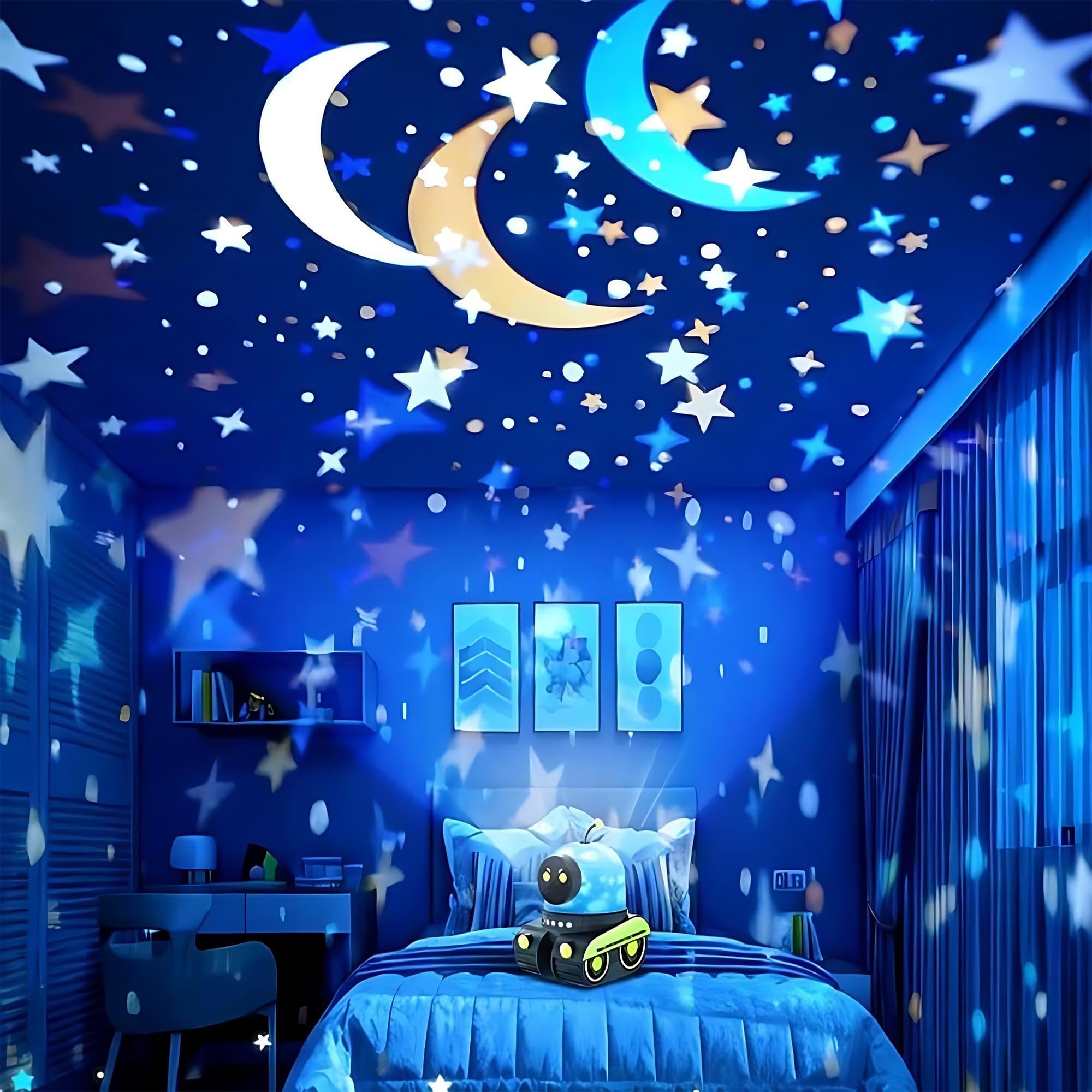 Lámpara de proyector de dibujos animados para niños, luz nocturna con 12 diapositivas y rotación de 360°, proyector silencioso único y elegante para regalos de Navidad y cumpleaños