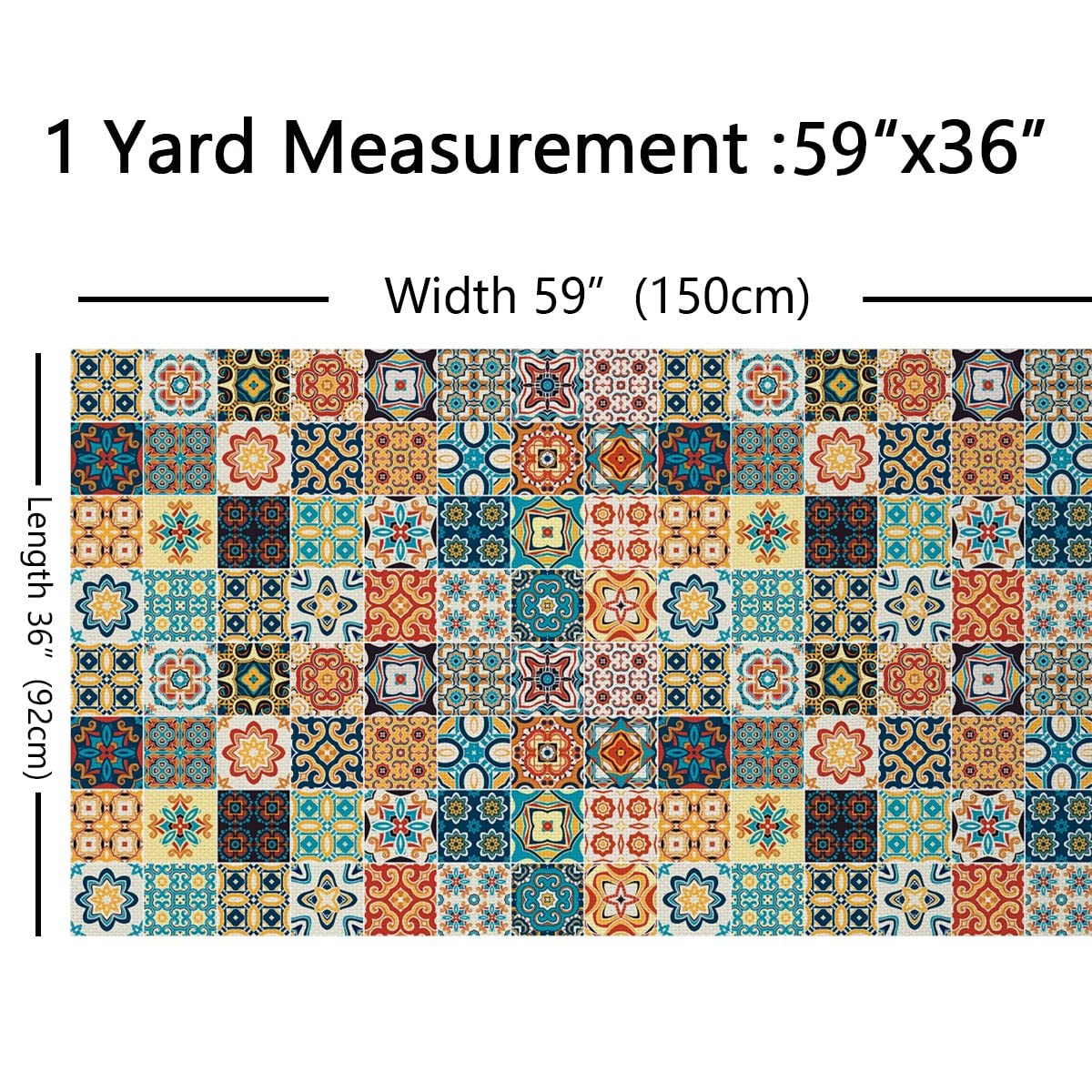 Exotic Fabric by The Yard,Portuguese Traditional Upholstery Fabric,Boho Floral Outdoor Fabric,Bright Color Reupholstery Fabric for Chairs,5 Yards,(L460*W150cm) Teal Orange - Image 2