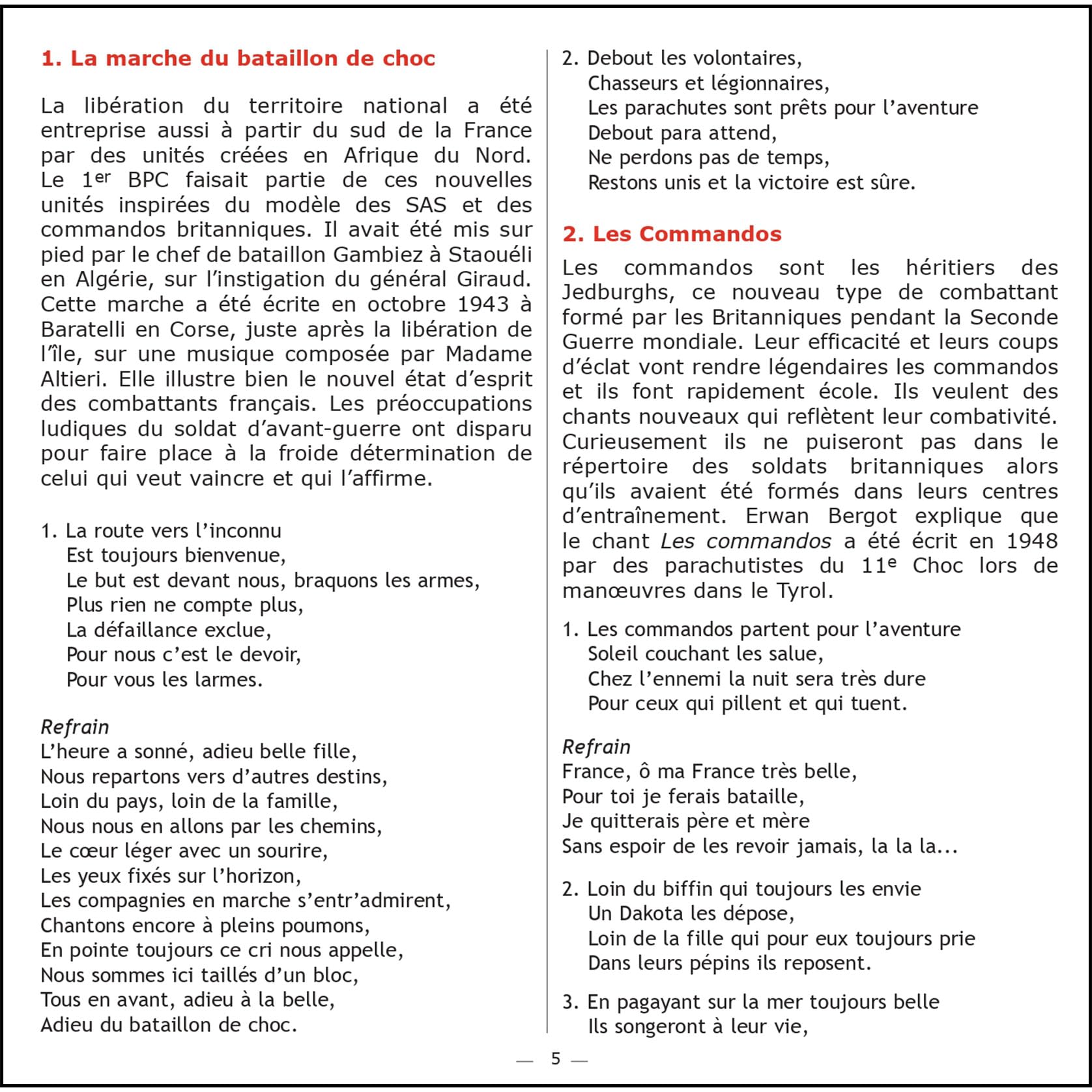 Chants des parachutistes
