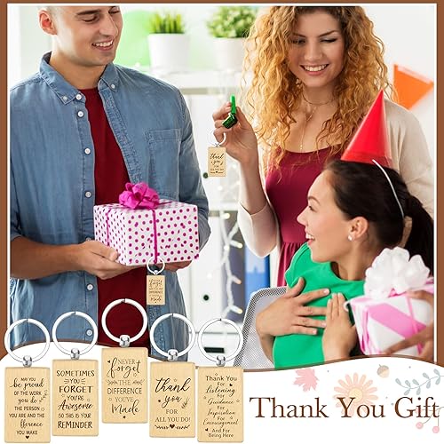Miniatura 7 de Chunful Llavero de agradecimiento de madera a granel, llavero de agradecimiento inspirador, regalos para empleados compañeros de trabajo