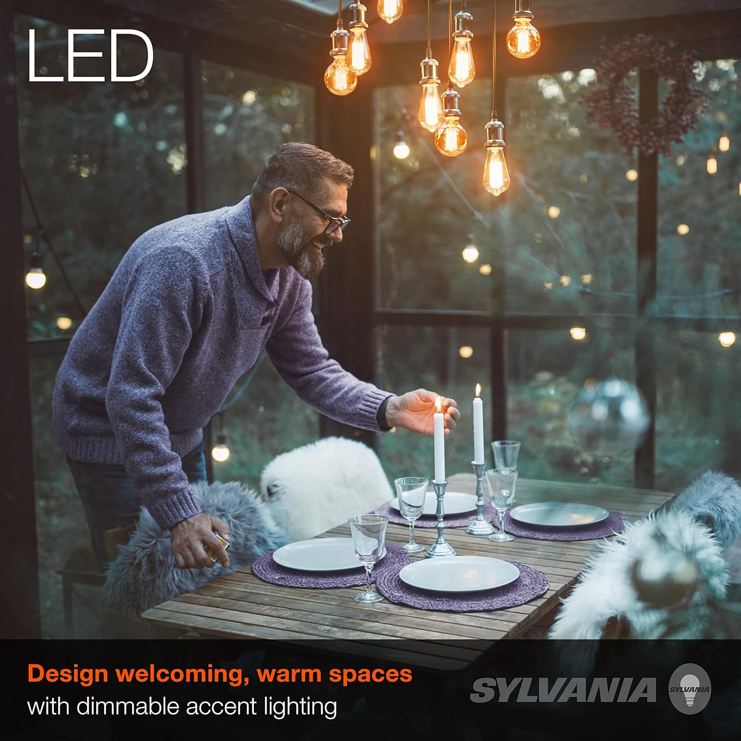 Sylvania LED Vintage Filament G30 Globe Light Bulb, 60W = 6.5W, Medium Base, Dimmable, Amber Glow - 2 Pack (40191)