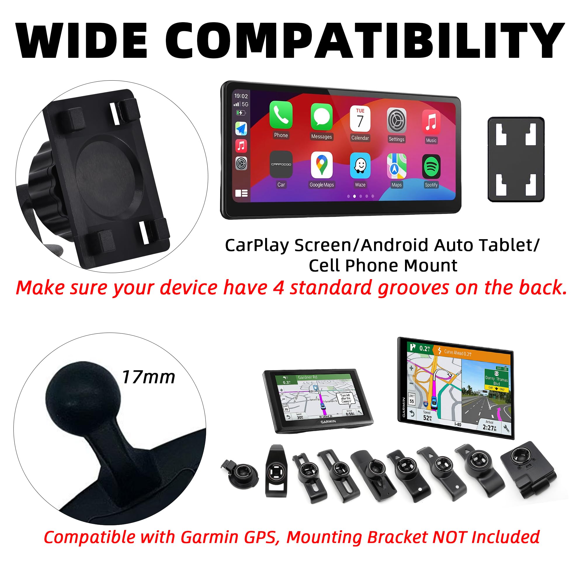 Soporte de ranura para CD para pantalla CarPlay Android Auto Tablet soporte de CD con brazo de extensión para monitor de 4 a 11 pulgadas para Garmin Nuvi GPS teléfono celular en coche