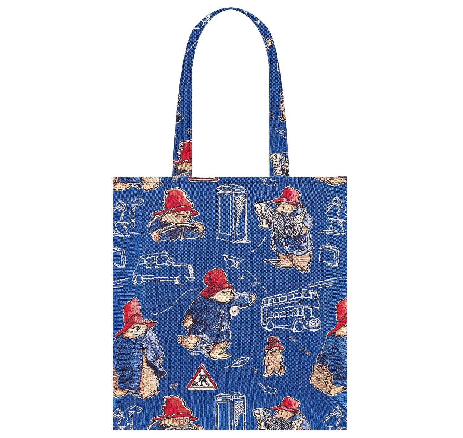 Signare Flat Tote Bag Paddington Bear Blue Design - (FLAT-PADDBL), 26 x 28 x 14 cm